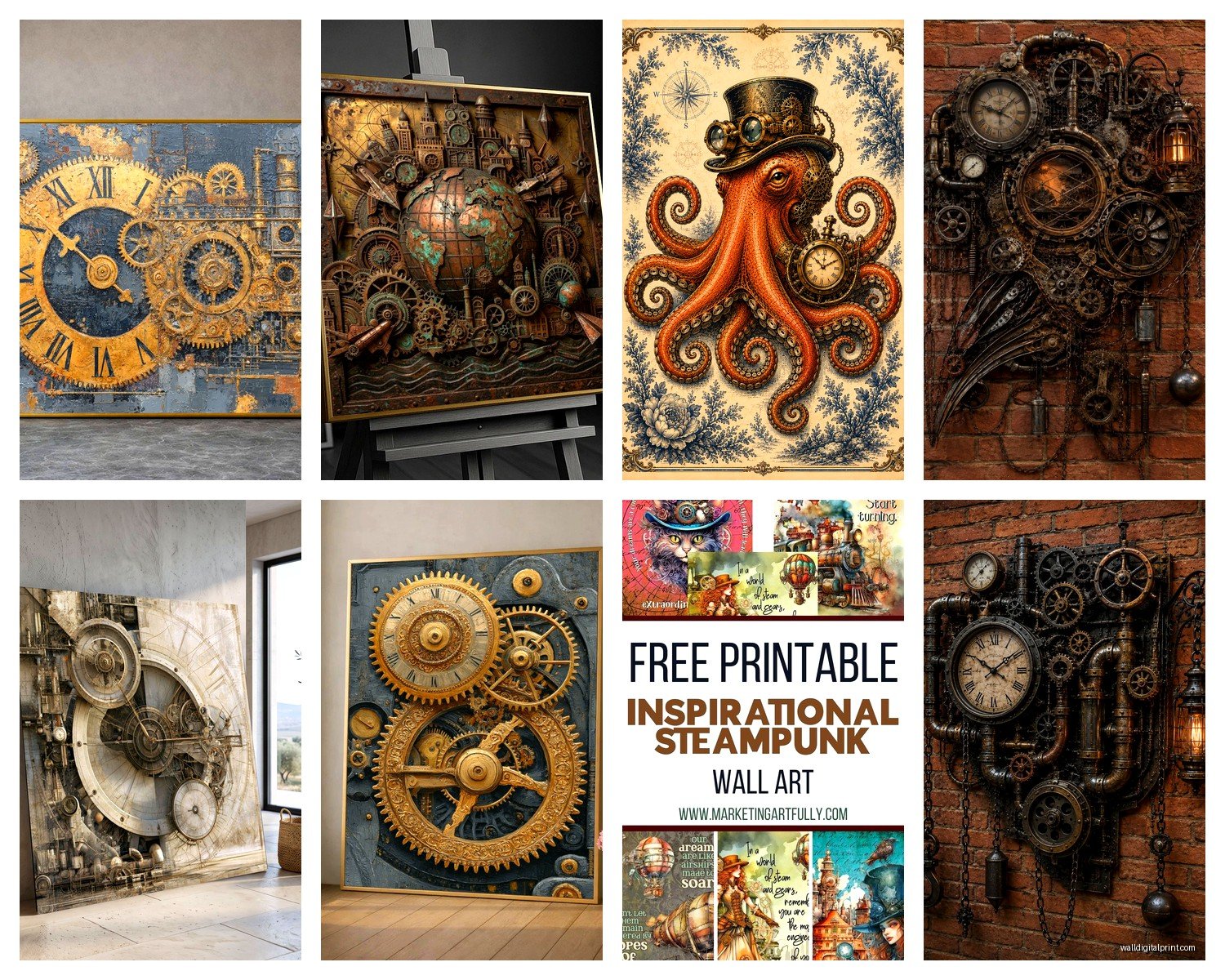 Steampunk Wall Art: Victorian Industrial Gears Clockwork