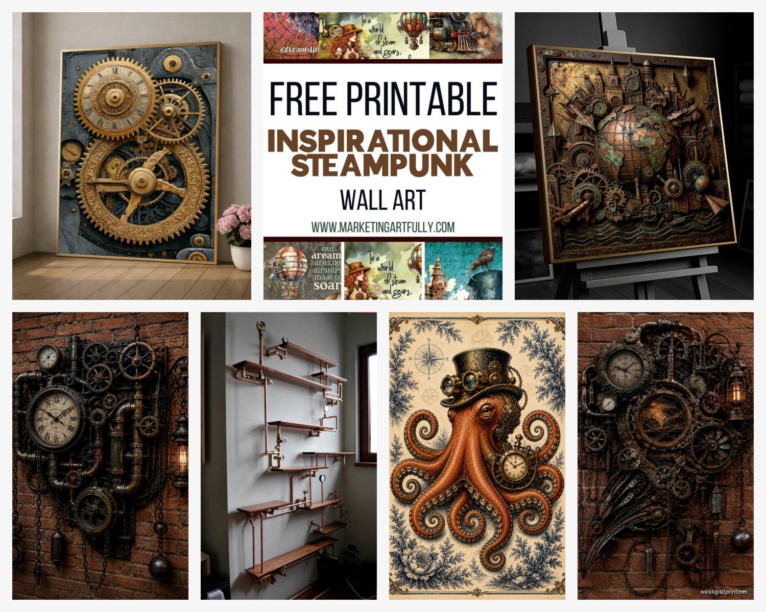 Steampunk Wall Art: Victorian Industrial Gears Clockwork