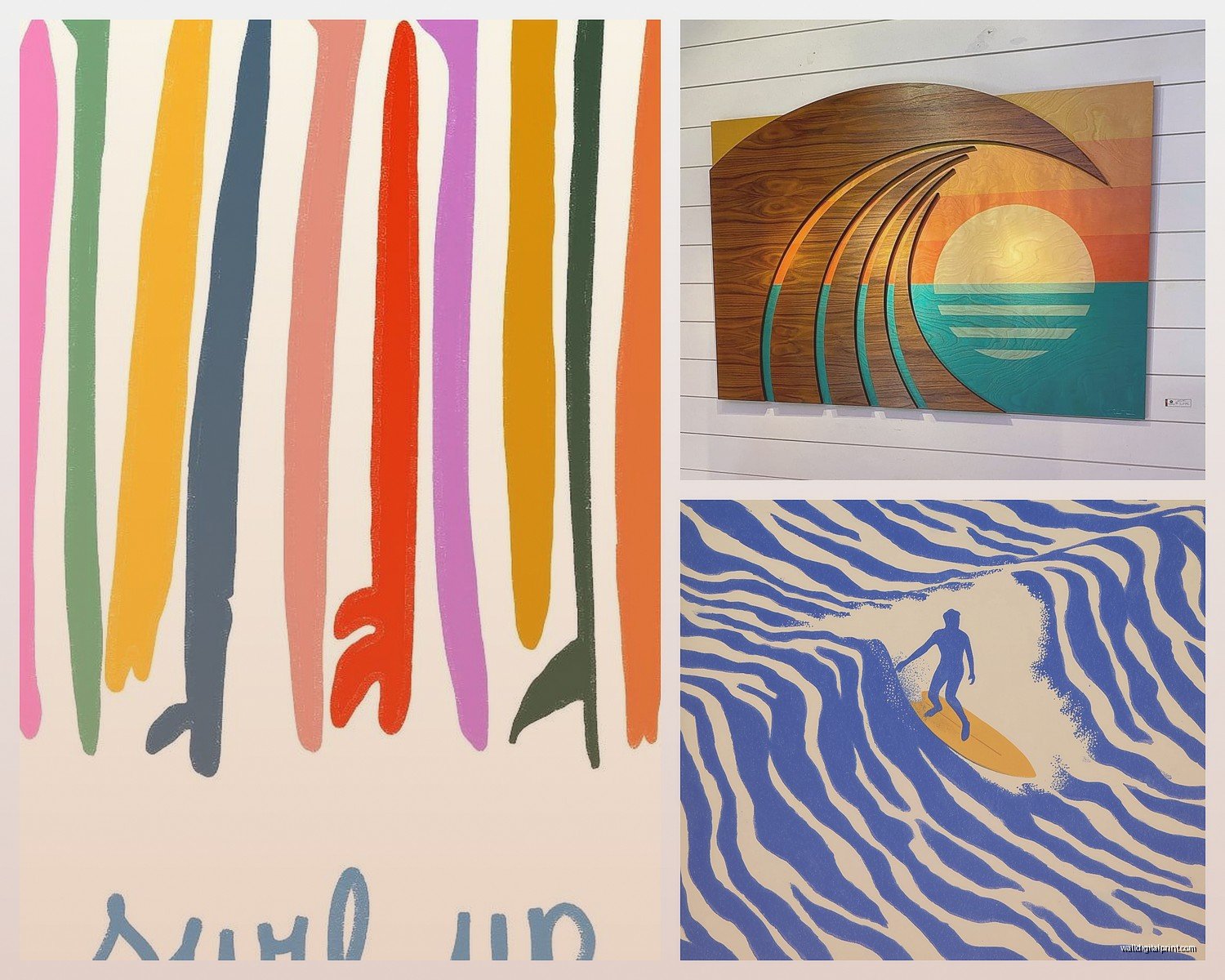 Surf Wall Art: Surfboard Wave Beach Ocean Surfing