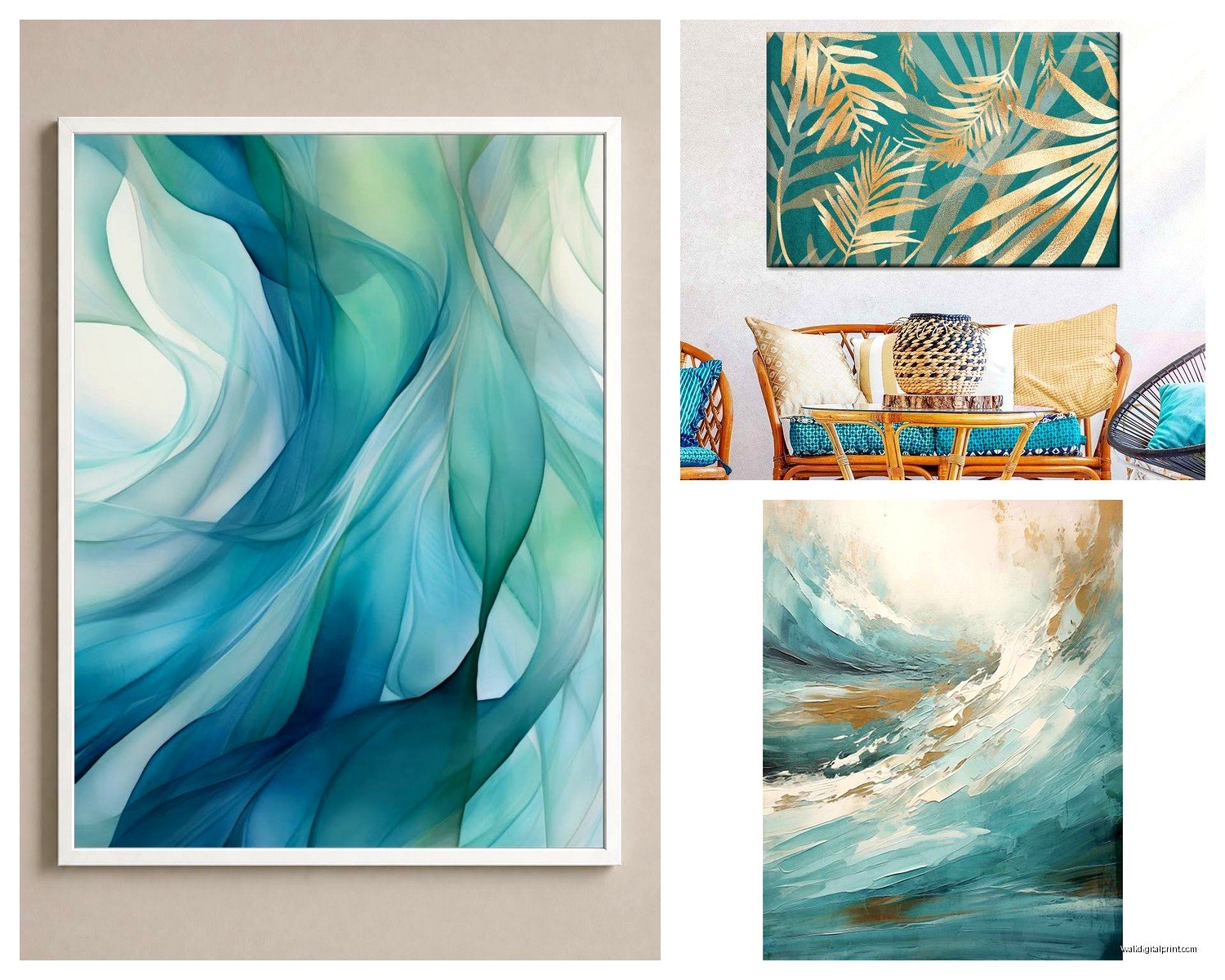 Teal Wall Art for Bedroom: Turquoise Blue Sleep Space Decor