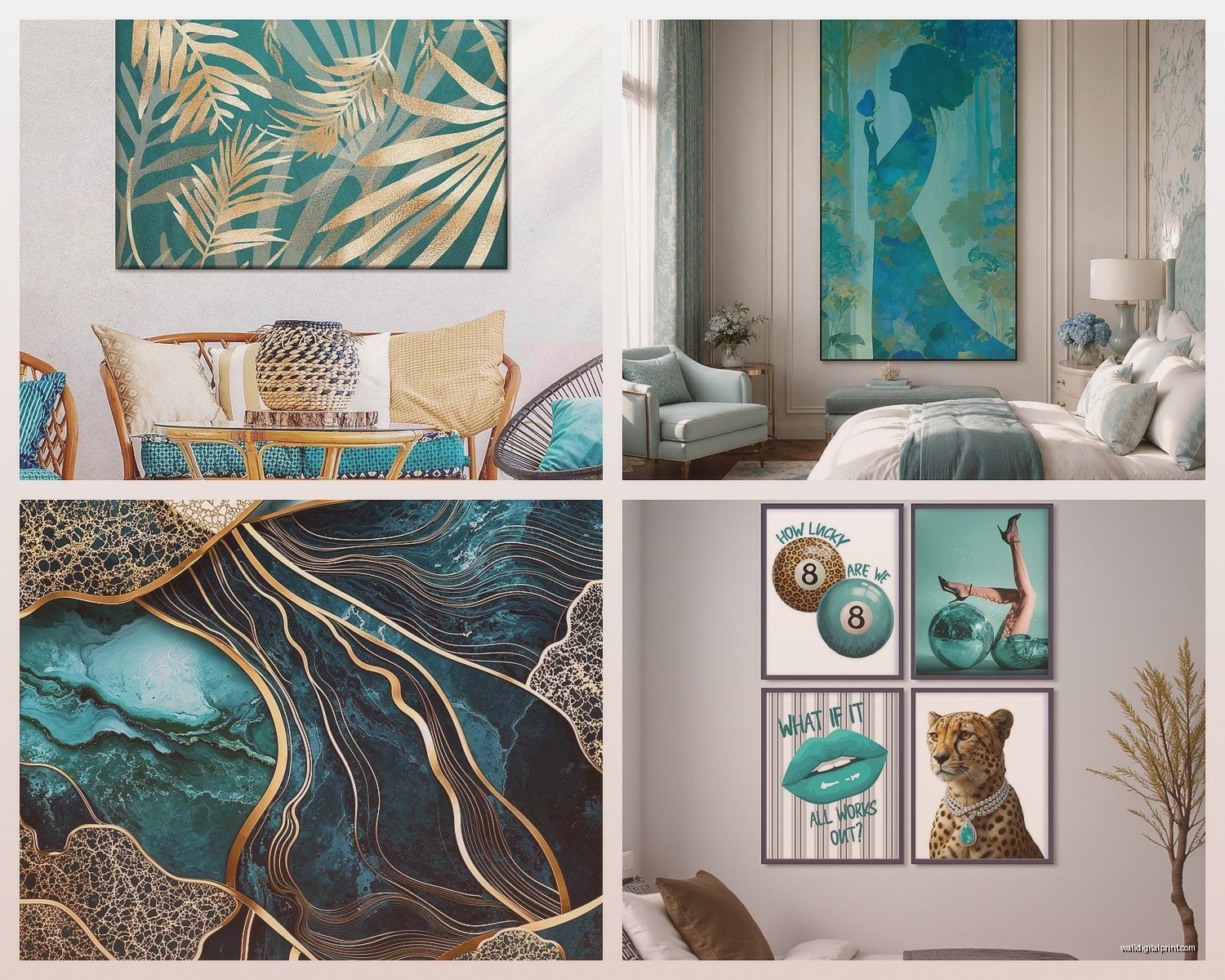 Teal Wall Art for Bedroom: Turquoise Blue Sleep Space Decor