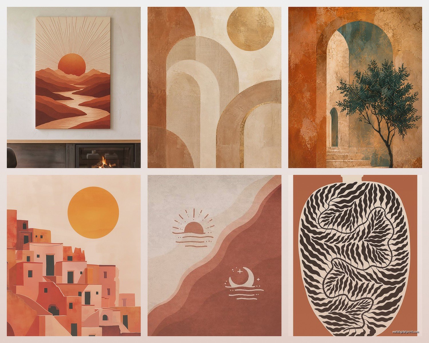 Terracotta Wall Art: Clay Orange Earth Tone Rustic Designs
