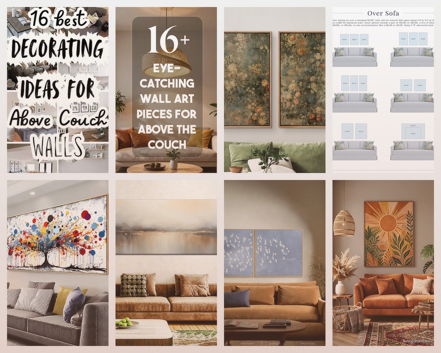 Wall Art for Over Couch: Above Sofa Sizing Guide