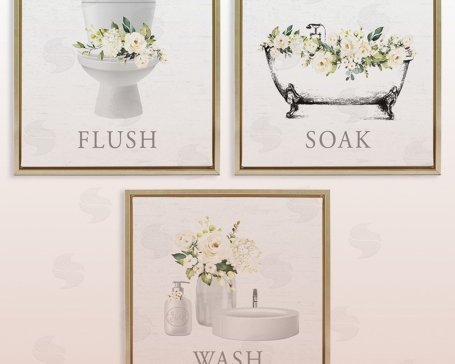 White Bathroom Wall Art: Pure Clean Bath Space Decor