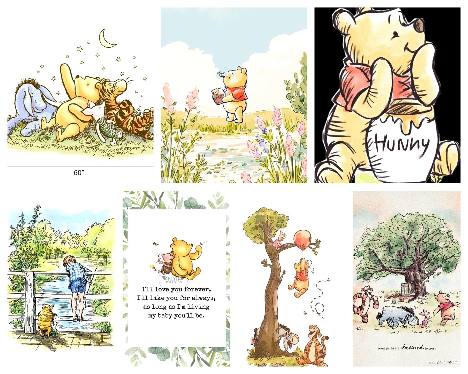 Winnie the Pooh Wall Art: Disney Bear Hundred Acre Wood