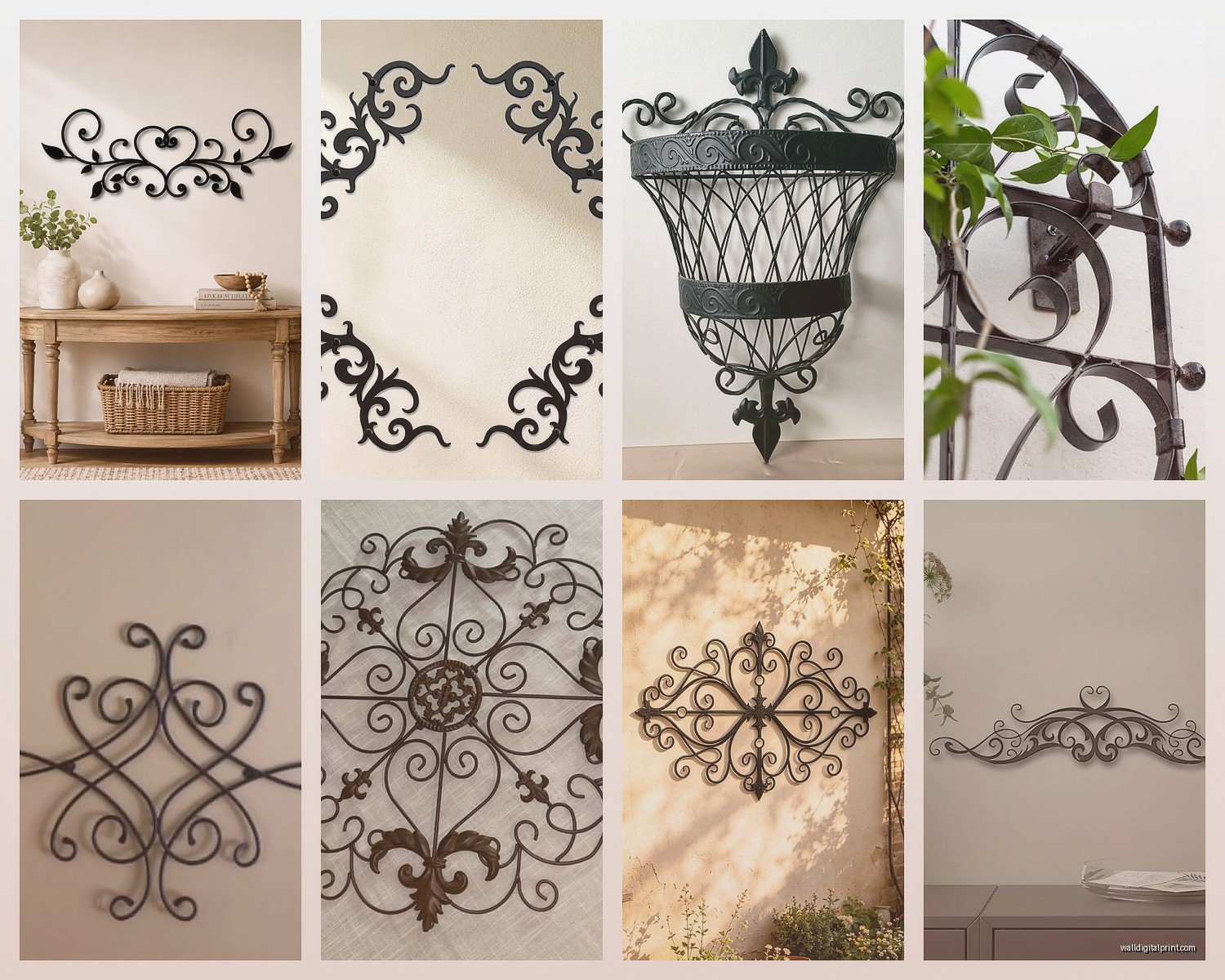 Wrought Iron Wall Art: Forged Metal Traditional Scrollwork