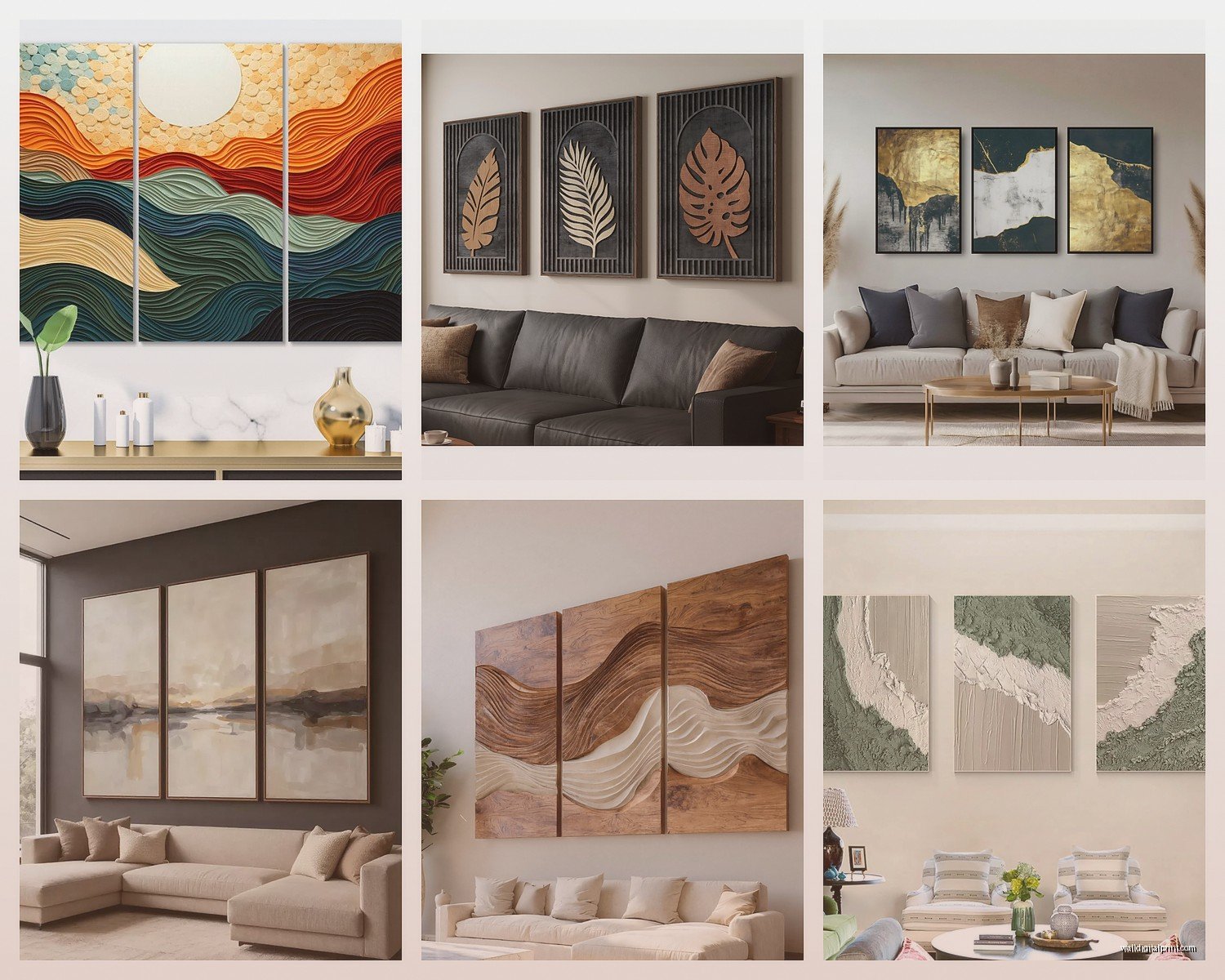 3 Panel Wall Art for Living Room: Triptych Main Space Sets