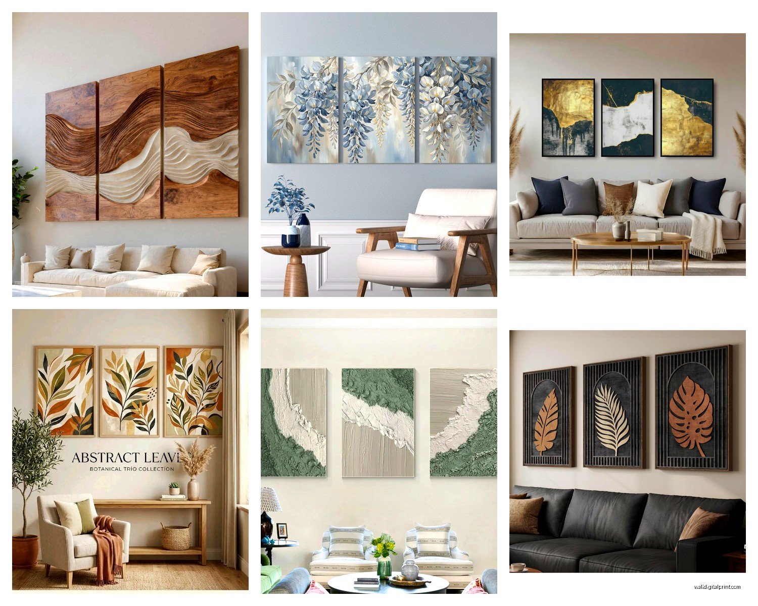 3 Panel Wall Art for Living Room: Triptych Main Space Sets