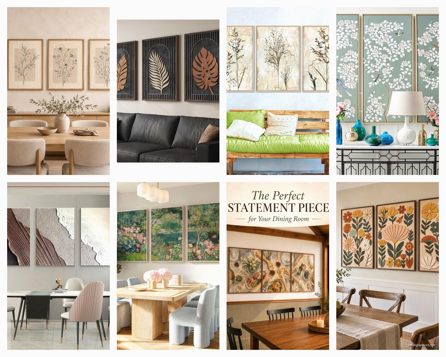 3 Piece Wall Art for Dining Room: Triptych Eating Space Sets