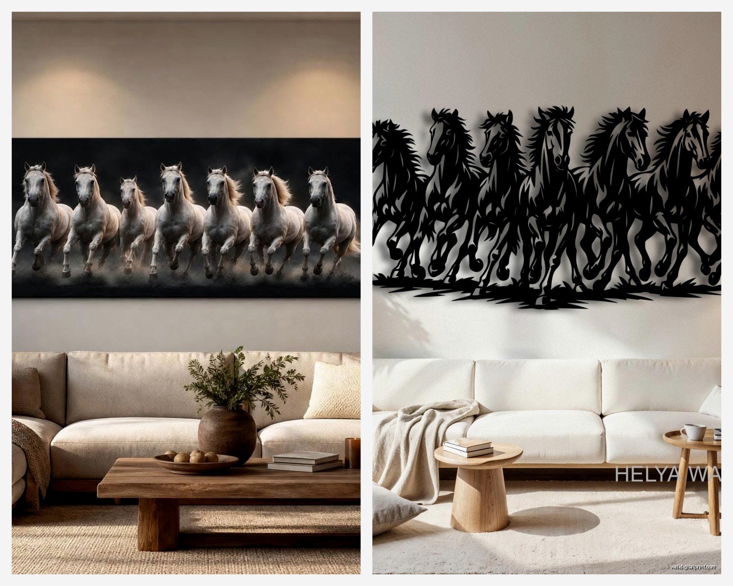 7 Running Horses Wall Art: Vastu Feng Shui Prosperity Symbol