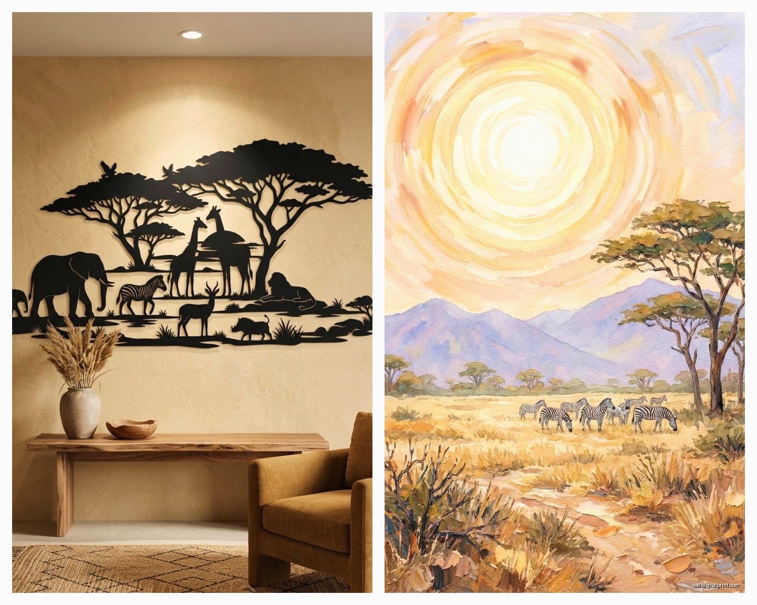 African Animal Wall Art: Safari Wildlife Big Five Decor