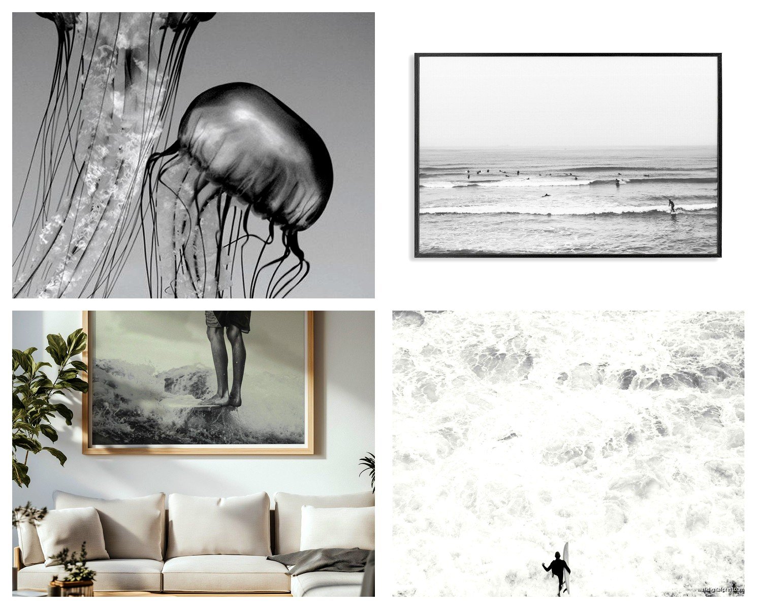 Black and White Ocean Wall Art: Monochrome Sea Photography
