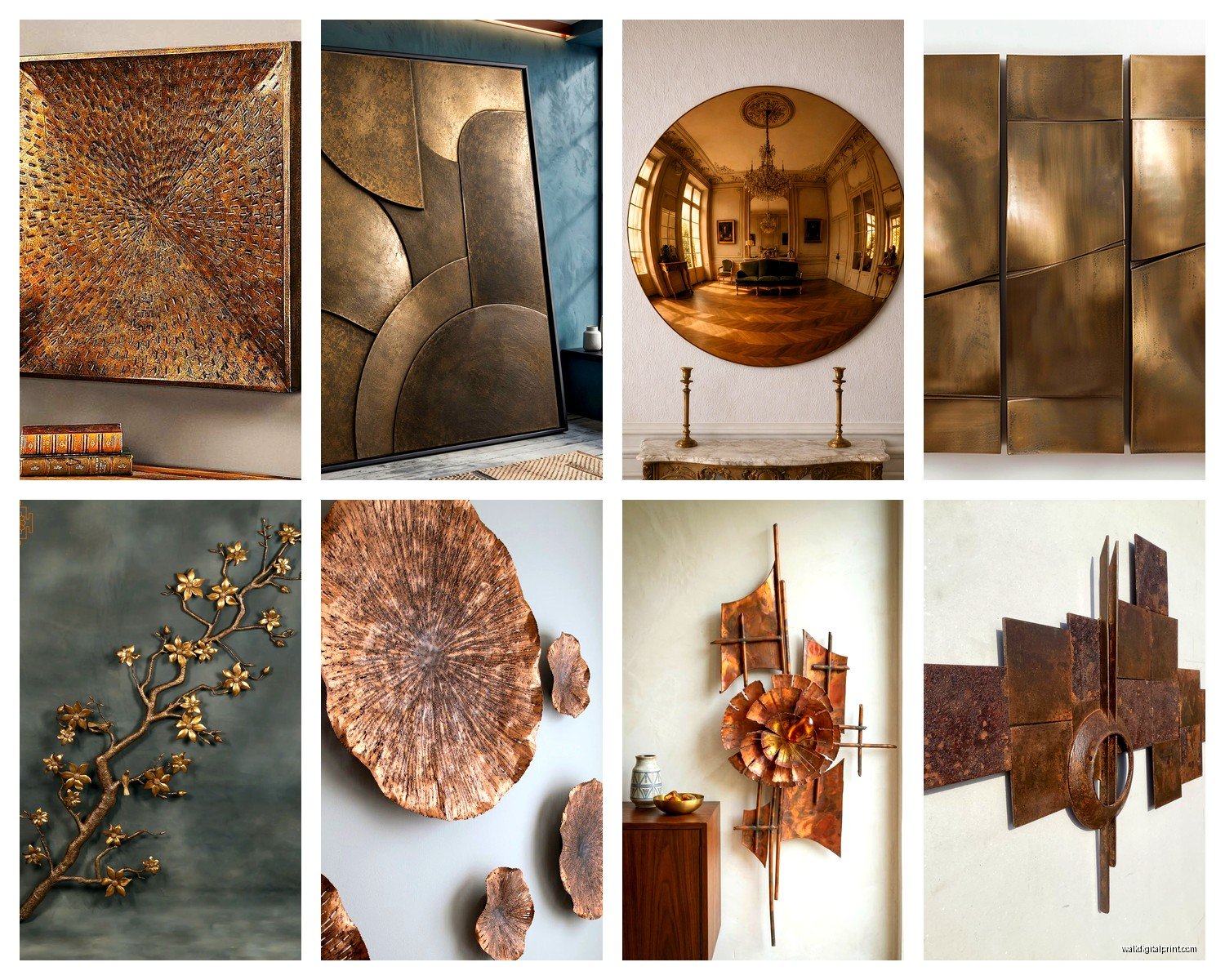 Bronze Wall Art: Antique Copper Metal Warm Tone Sculpture