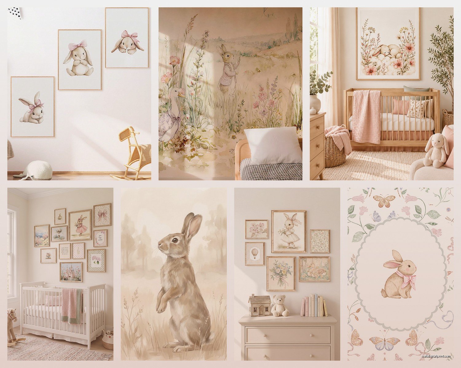 Bunny Wall Art Nursery: Rabbit Baby Room Sweet Decor