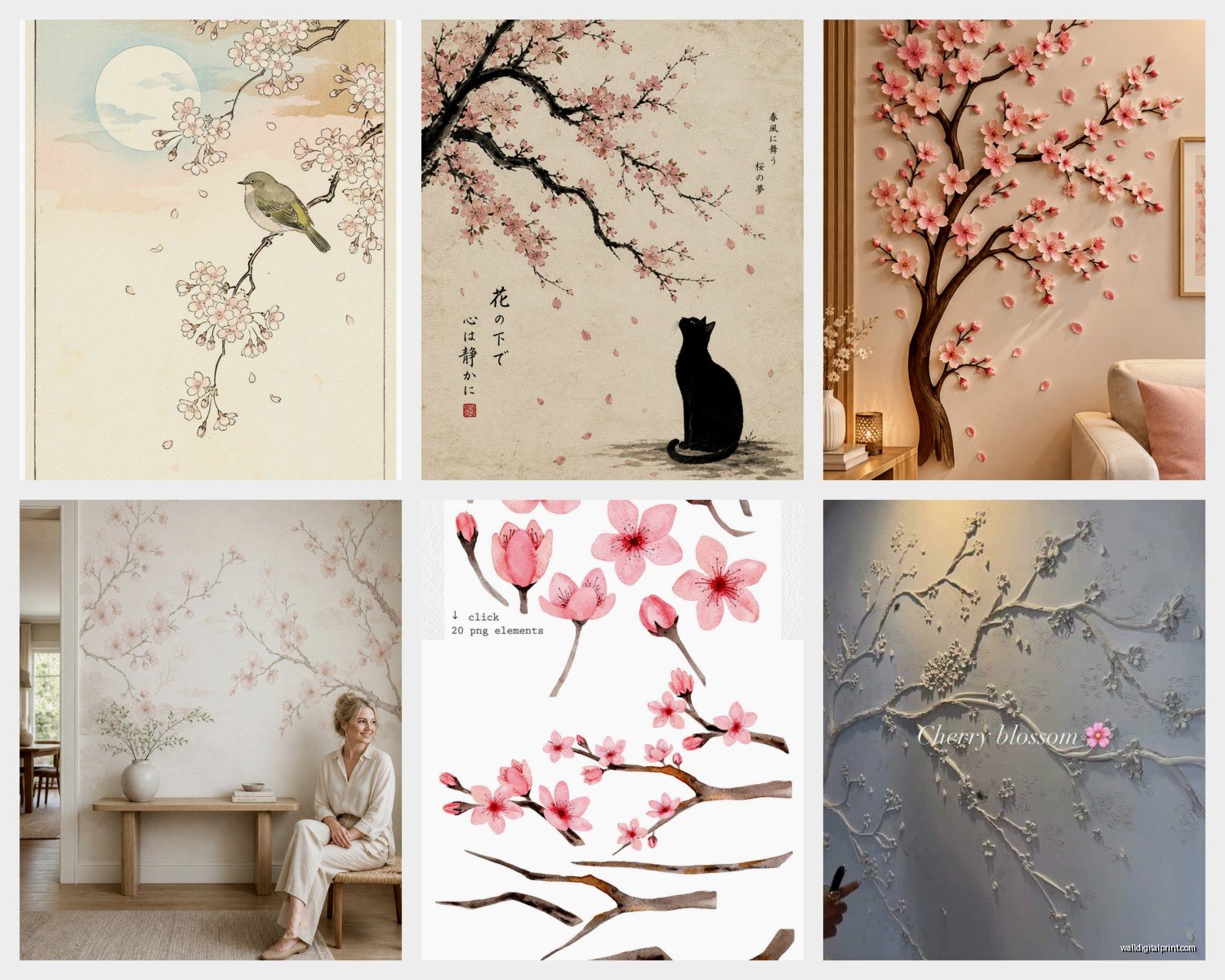Cherry Blossom Wall Art: Japanese Sakura Spring Flower