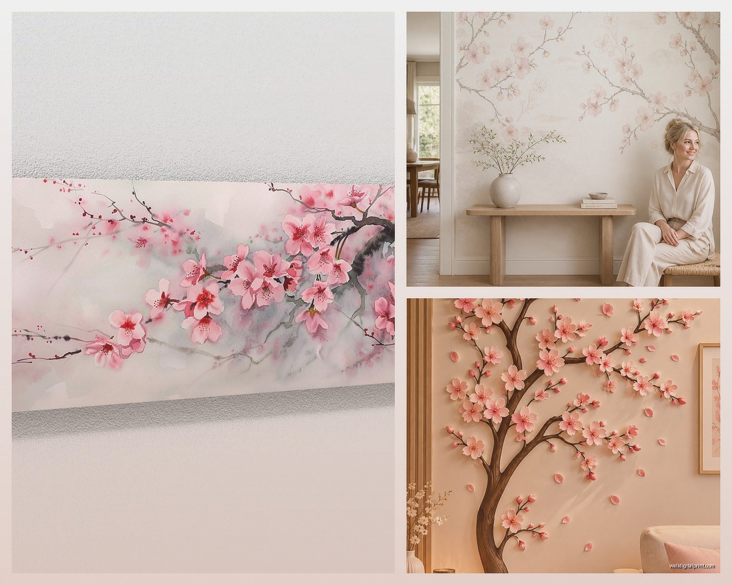 Cherry Blossom Wall Art: Japanese Sakura Spring Flower
