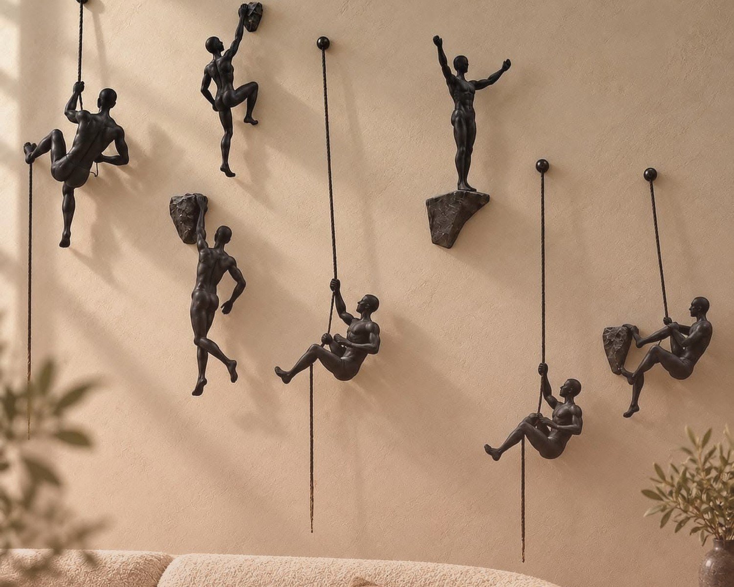 Climbing Man Wall Art: Rock Climber Mountain Sport Figure