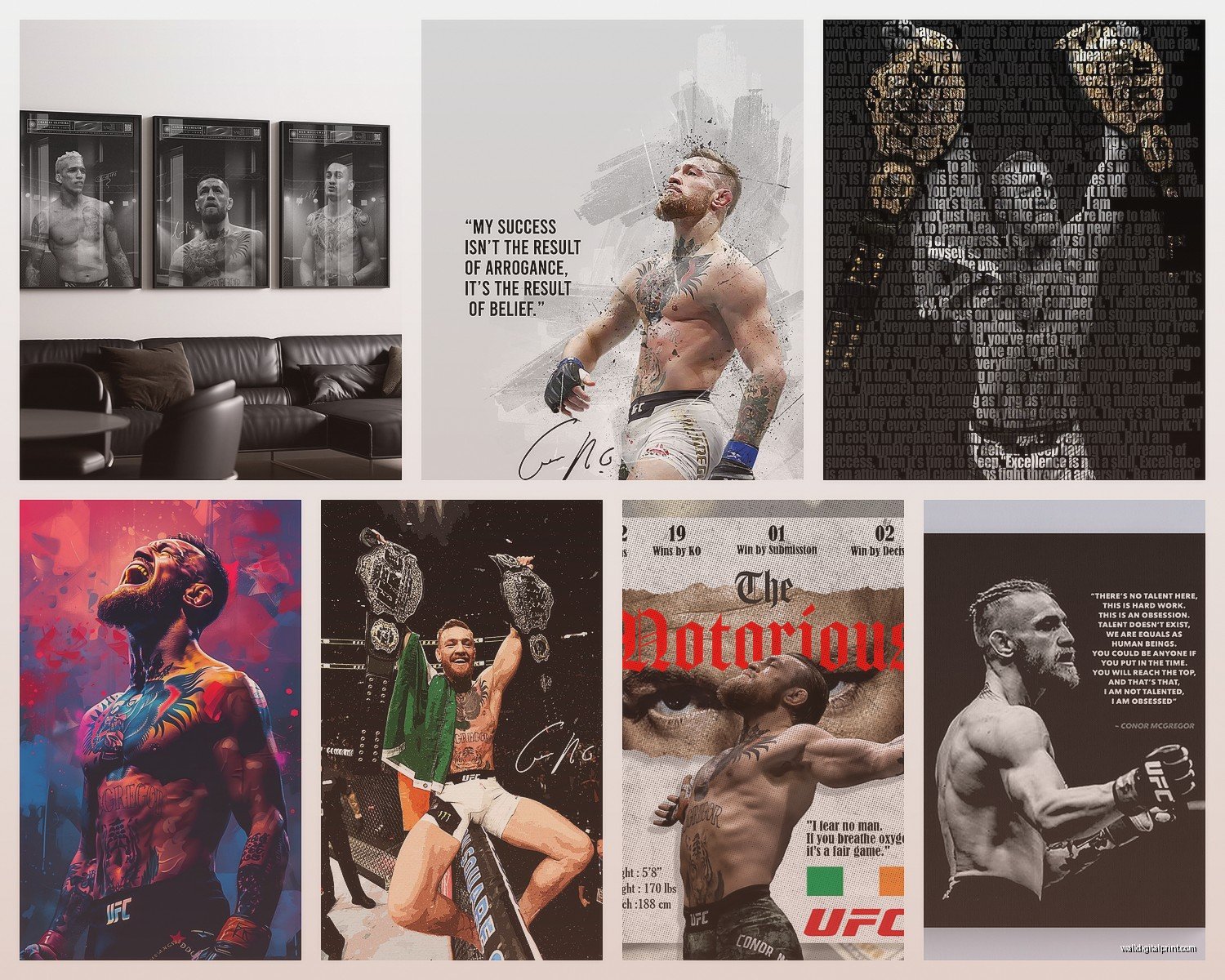 Conor McGregor Wall Art: UFC Fighter MMA Notorious Icon