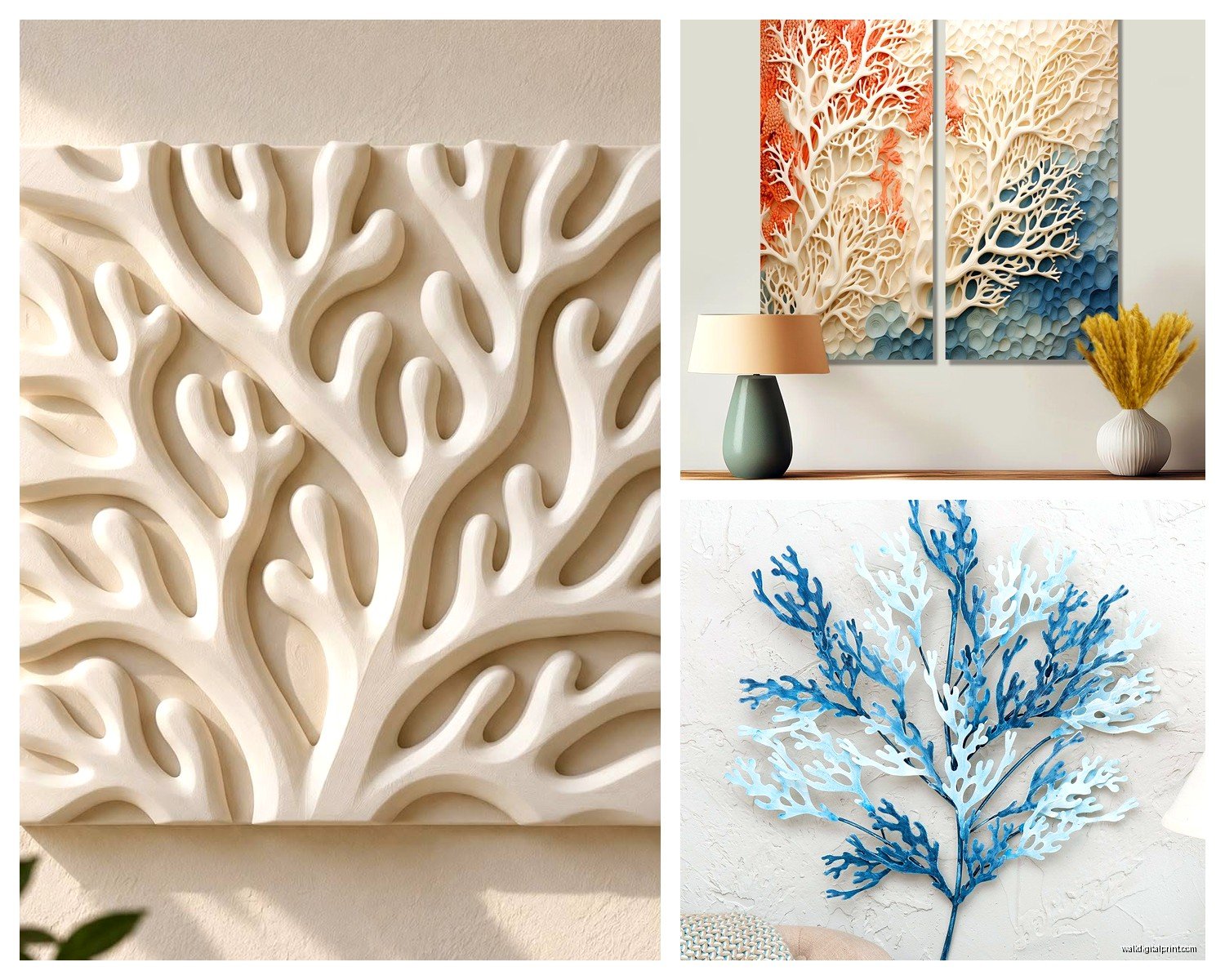 Coral Wall Art: Ocean Reef Pink Orange Sea Life Decor