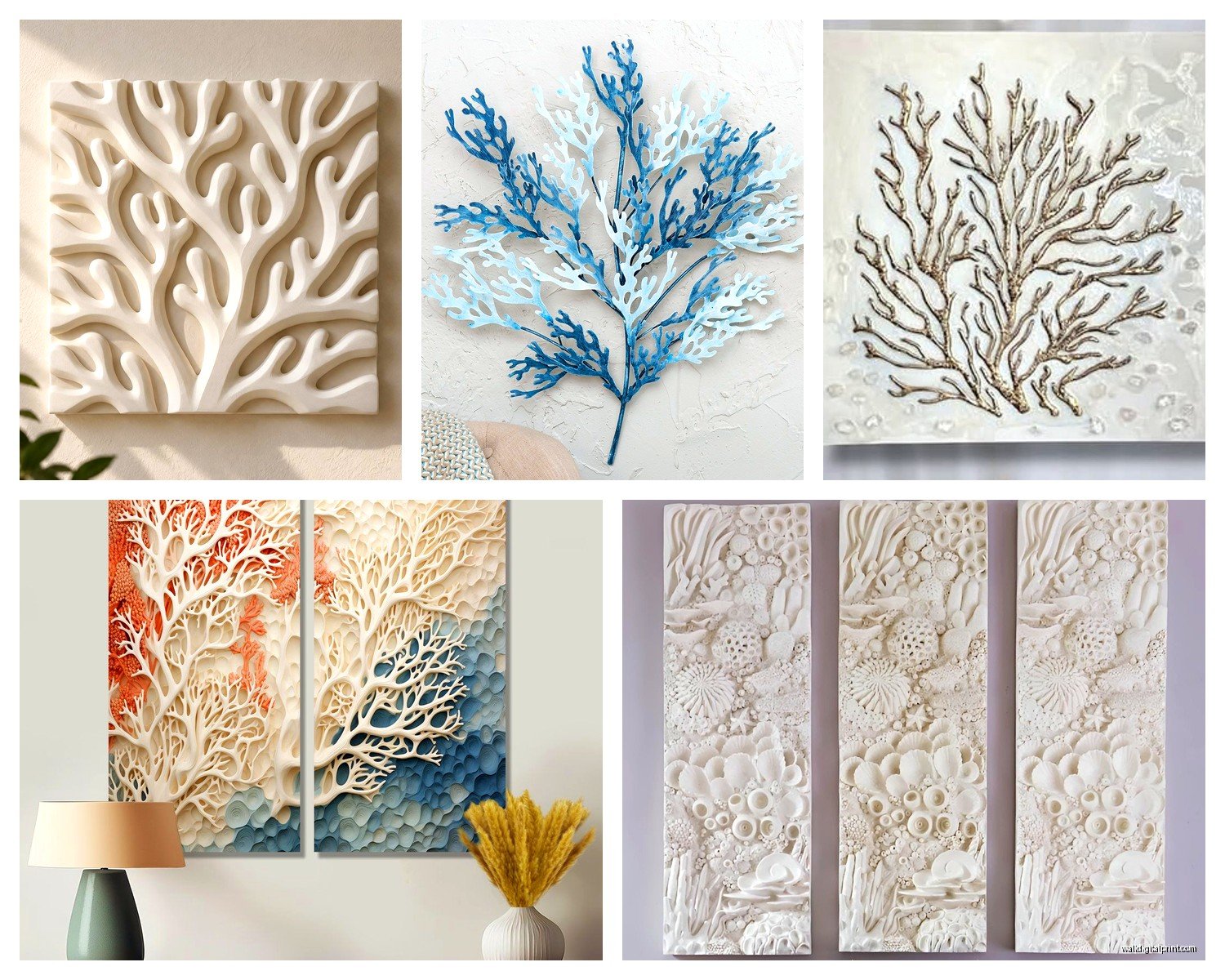 Coral Wall Art: Ocean Reef Pink Orange Sea Life Decor