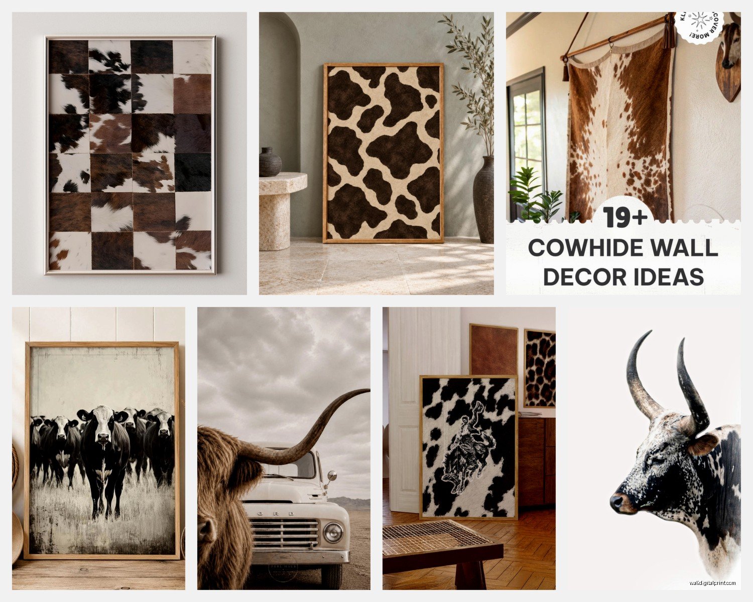 Cow Print Wall Art: Black White Animal Pattern Farmhouse