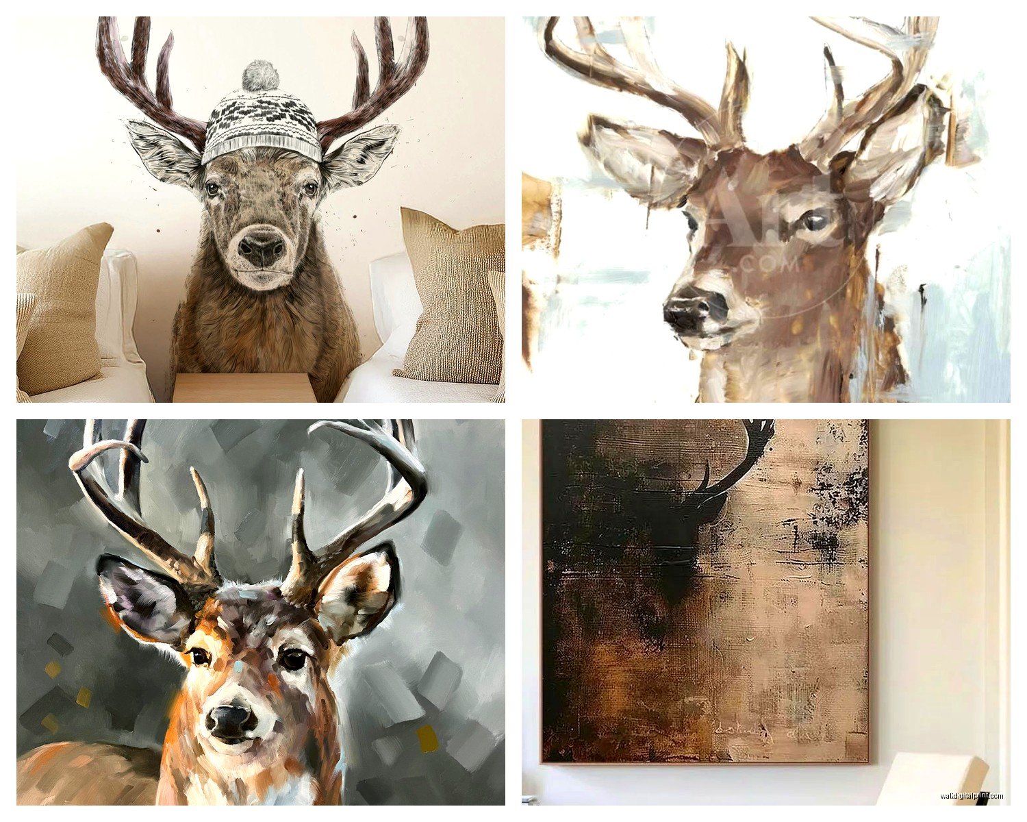 Deer Wall Art: Buck Doe Antler Woodland Hunting Decor