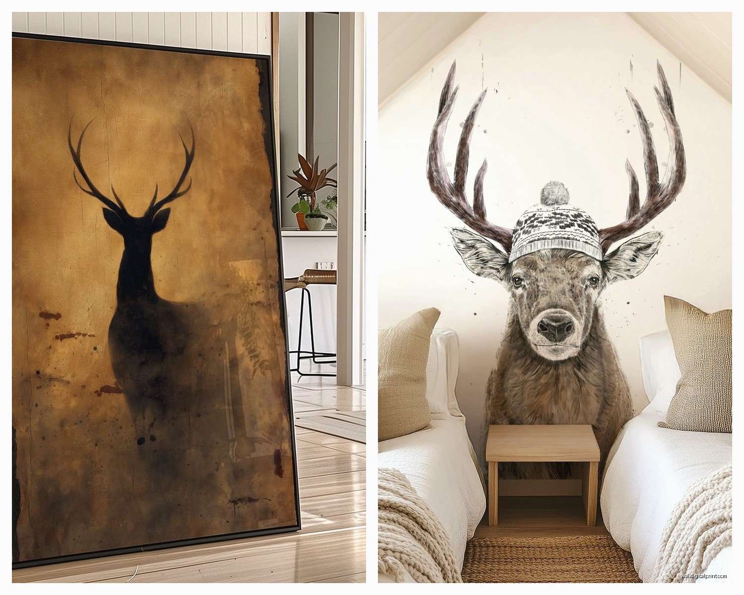 Deer Wall Art: Buck Doe Antler Woodland Hunting Decor