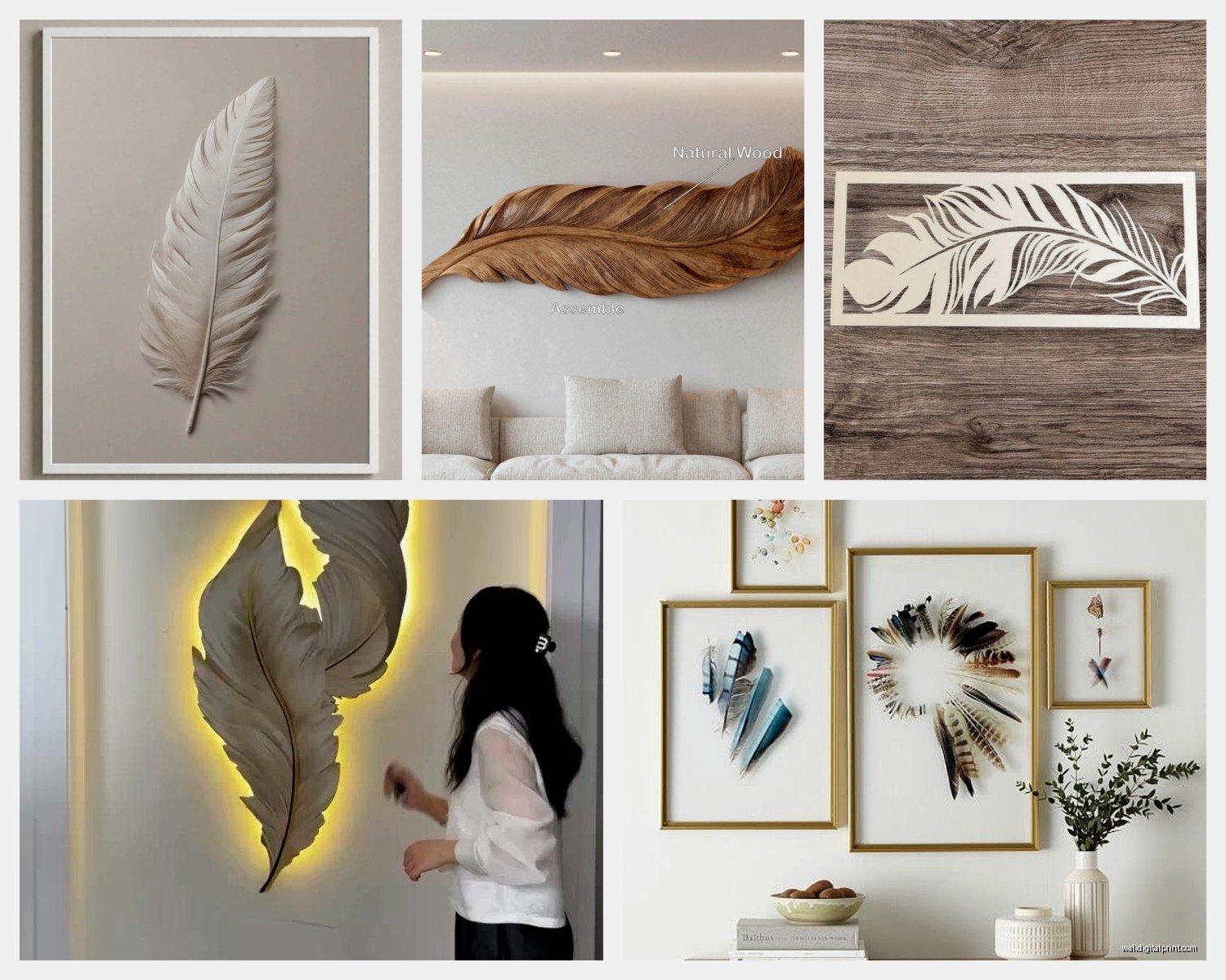 Feather Wall Art: Soft Plume Bird Bohemian Natural Decor
