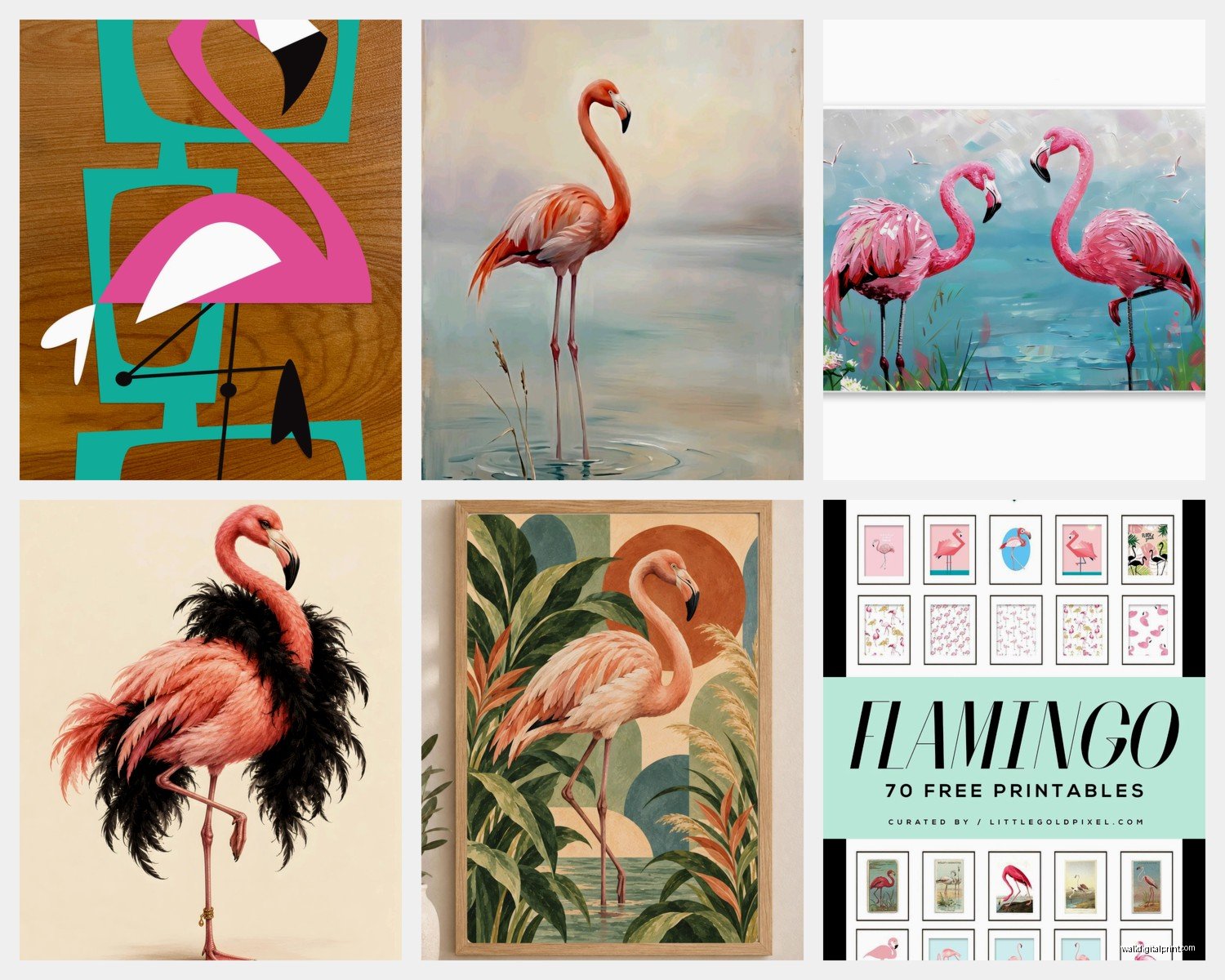 Flamingo Wall Art: Pink Tropical Bird Florida Beach Decor
