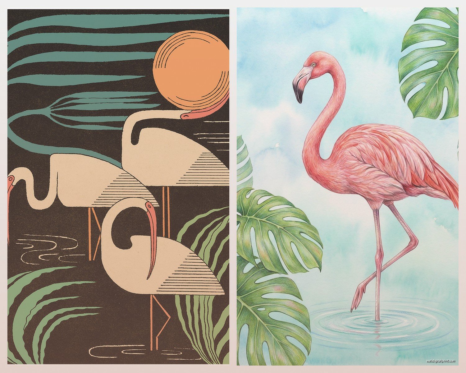 Flamingo Wall Art: Pink Tropical Bird Florida Beach Decor