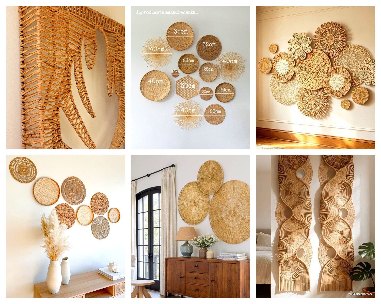 Flat Rattan Wall Art: Woven Natural Fiber Basket Designs