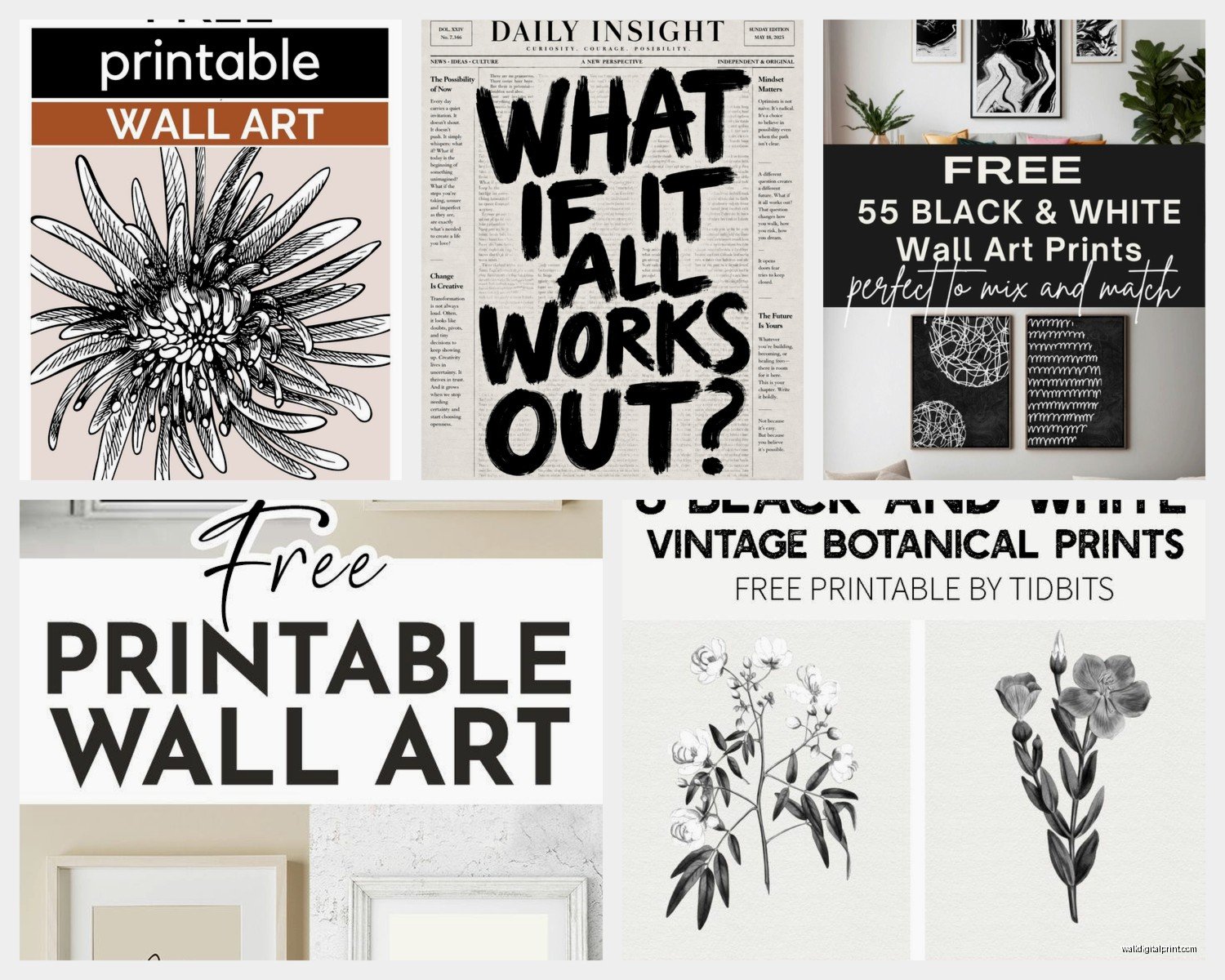 Free Printable Wall Art Black and White: Monochrome Downloads