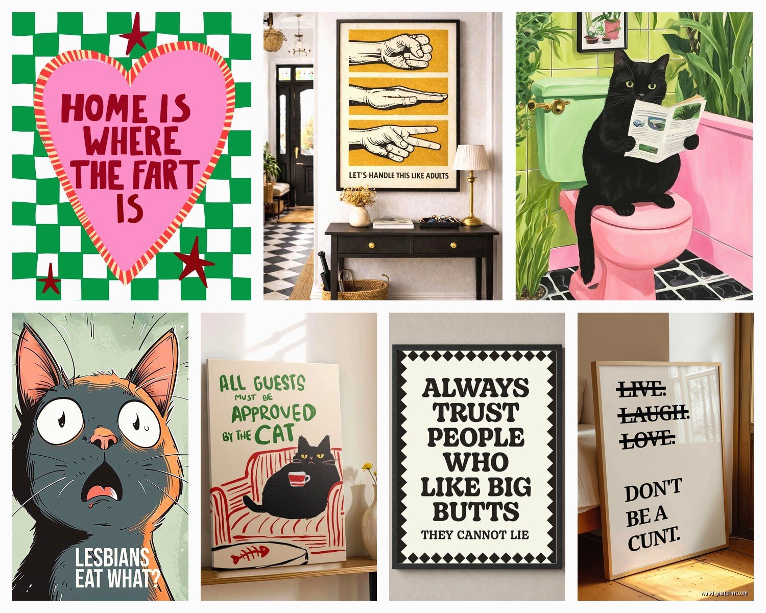 Funny Wall Art for Living Room: Humorous Main Space Decor