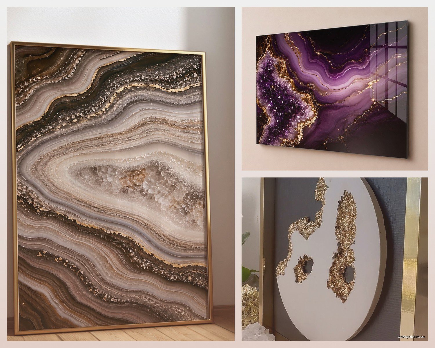 Geode Wall Art: Agate Crystal Slice Gemstone Natural