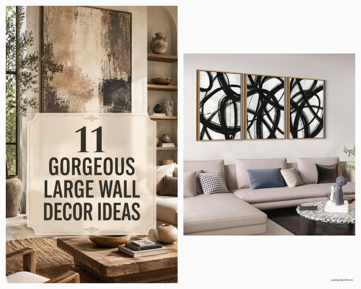 Large Black and White Wall Art for Living Room: Oversized Monochrome