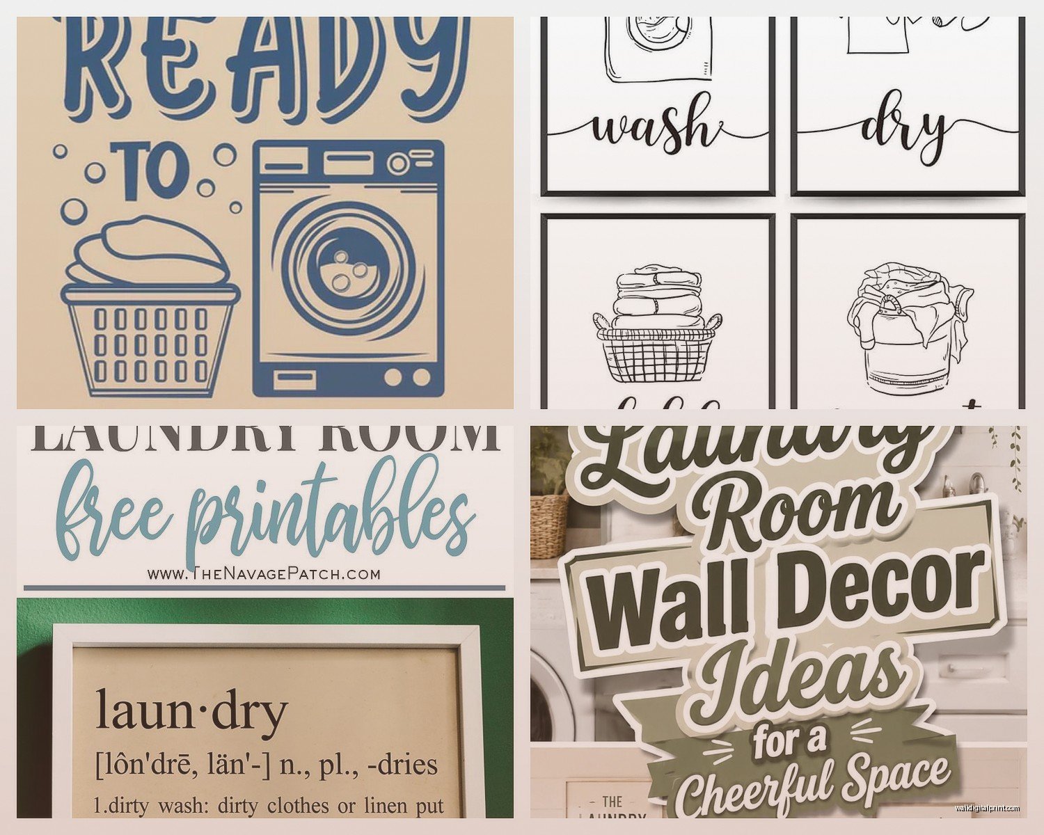 Laundry Sign Wall Art: Wash Dry Fold Utility Room Decor