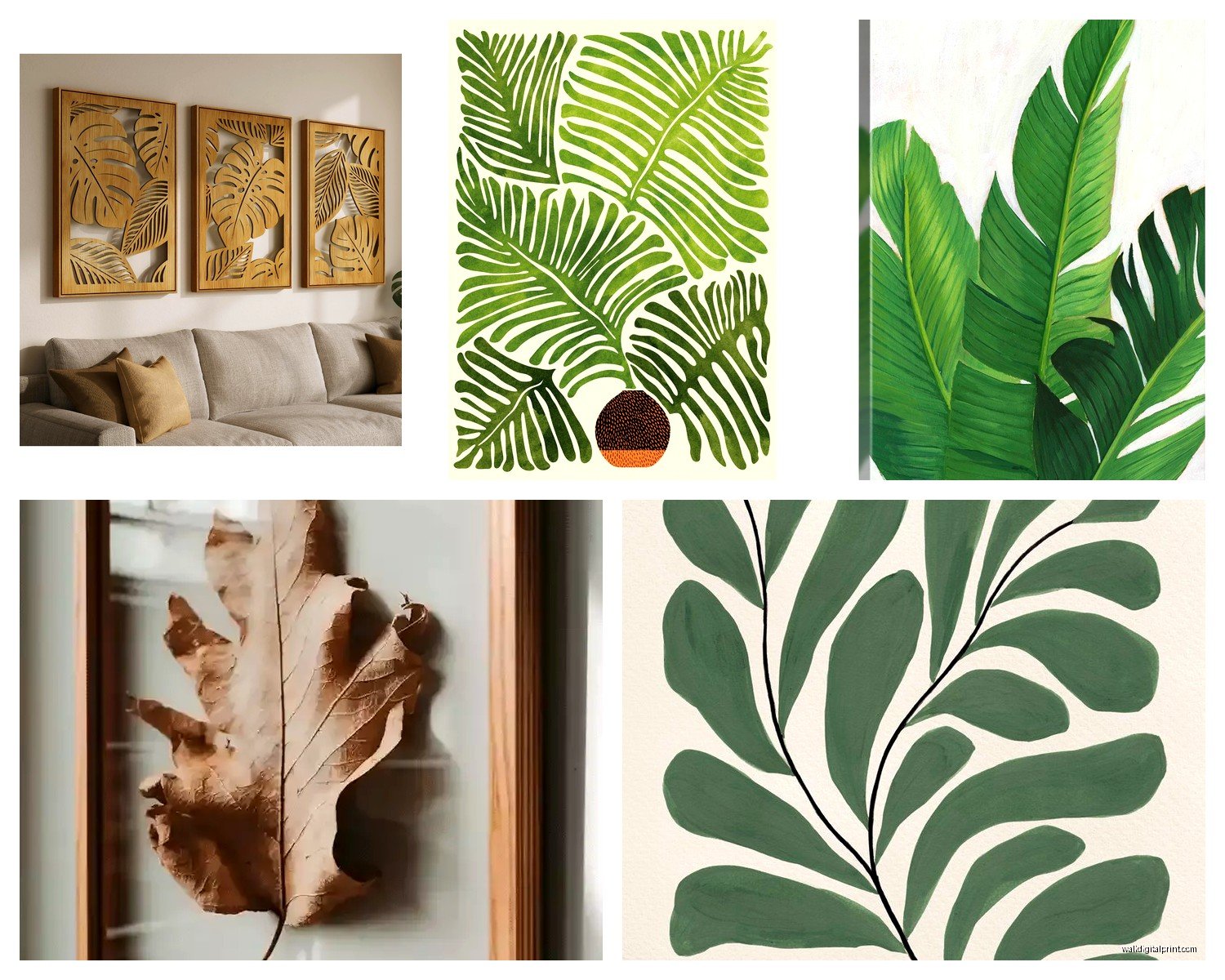 Leaf Wall Art: Botanical Foliage Green Nature Decor