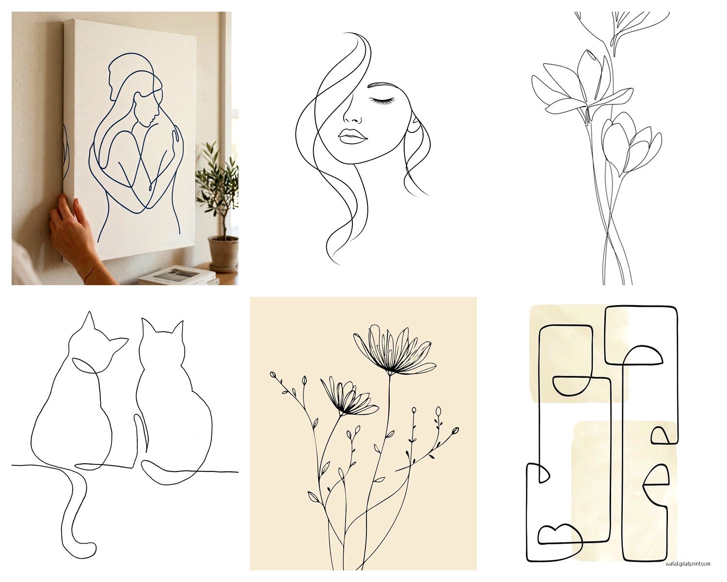 Line Drawing Wall Art: Continuous Single-Line Minimalist Art
