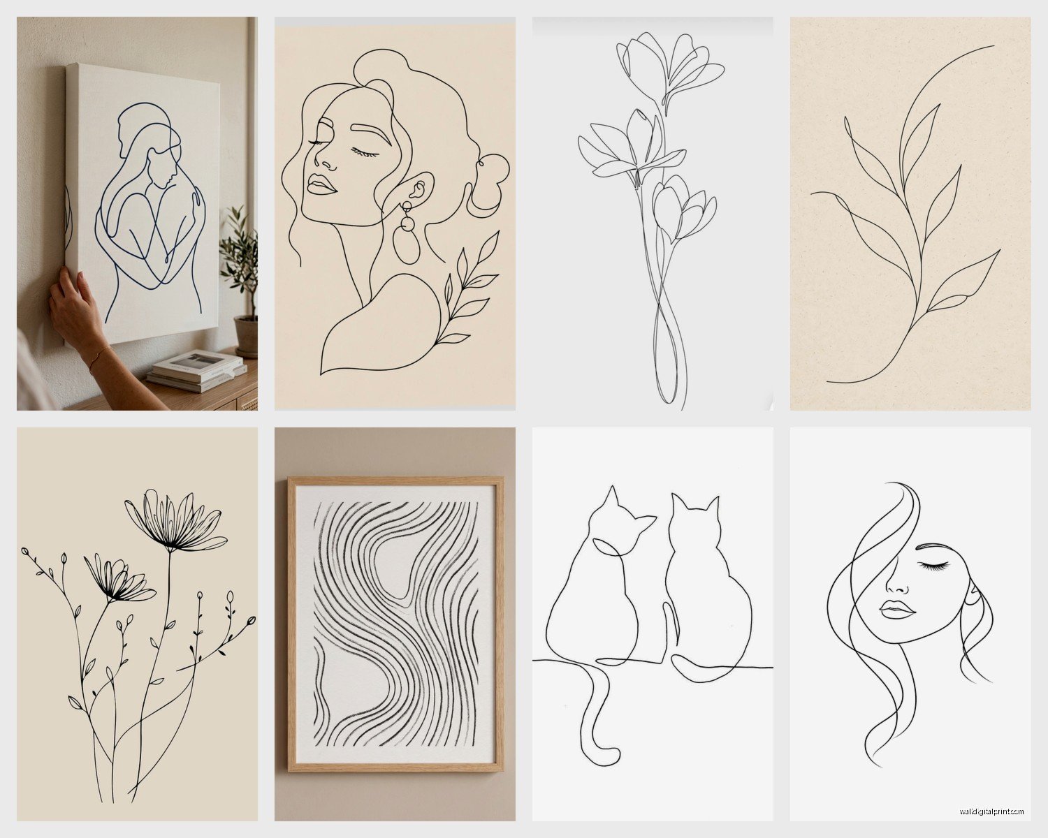 Line Drawing Wall Art: Continuous Single-Line Minimalist Art