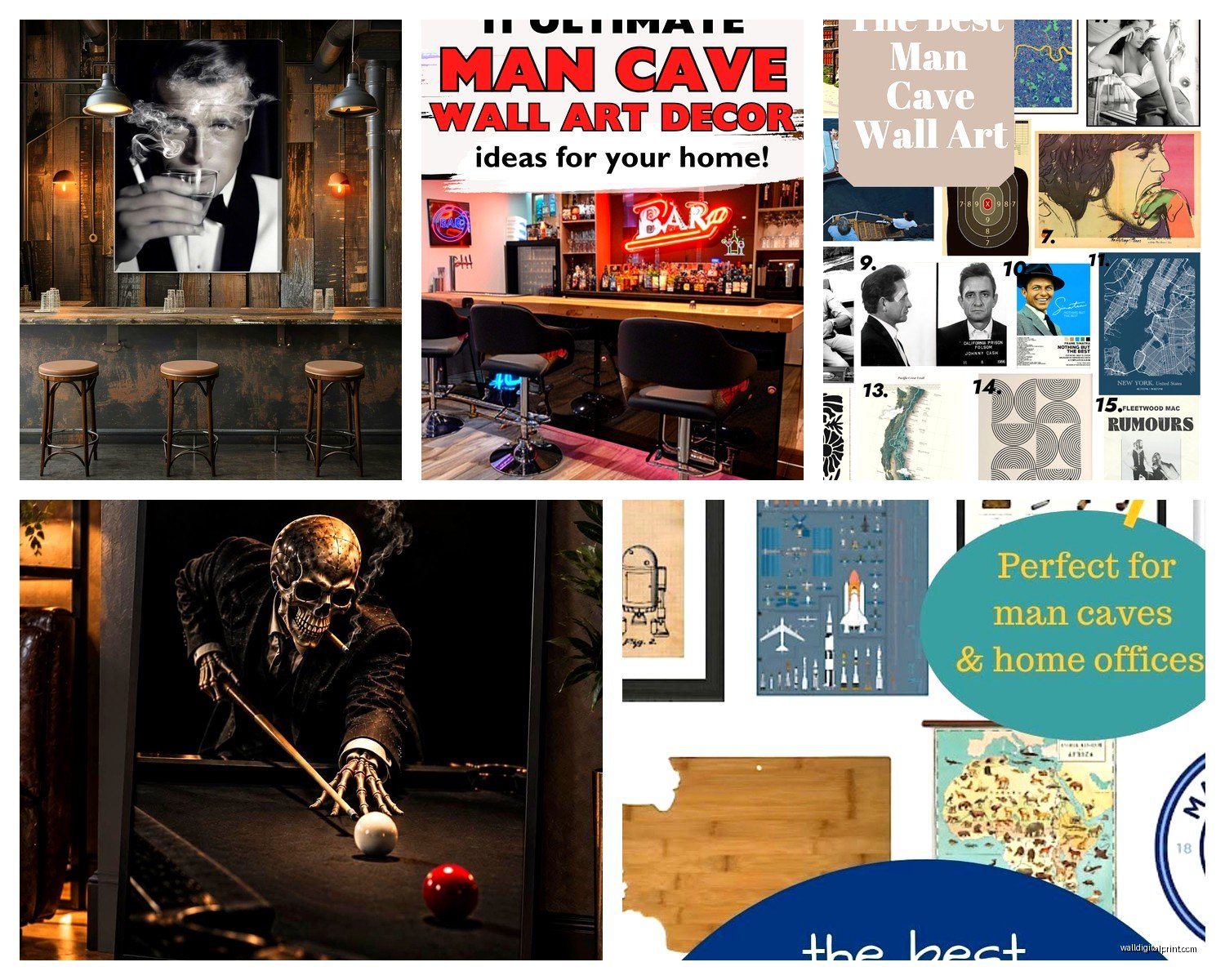 Man Cave Wall Art: Guys Basement Garage Hangout Decor