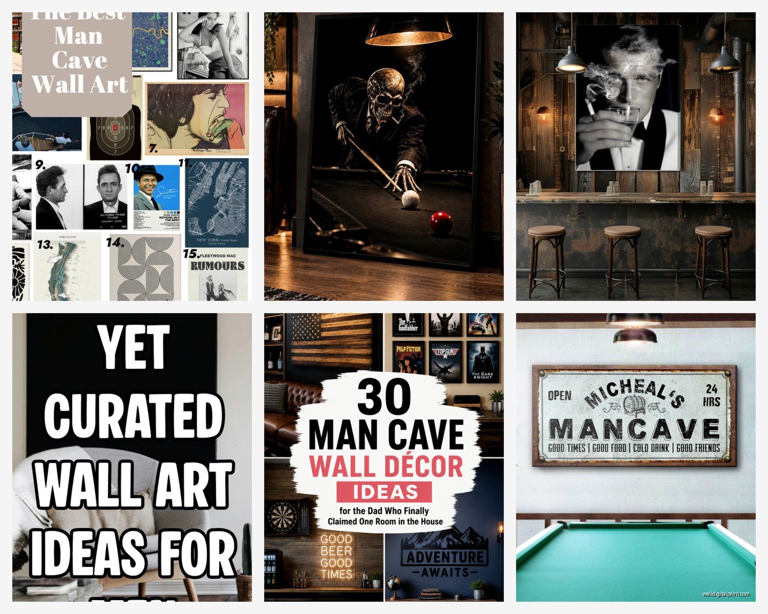 Man Cave Wall Art: Guys Basement Garage Hangout Decor