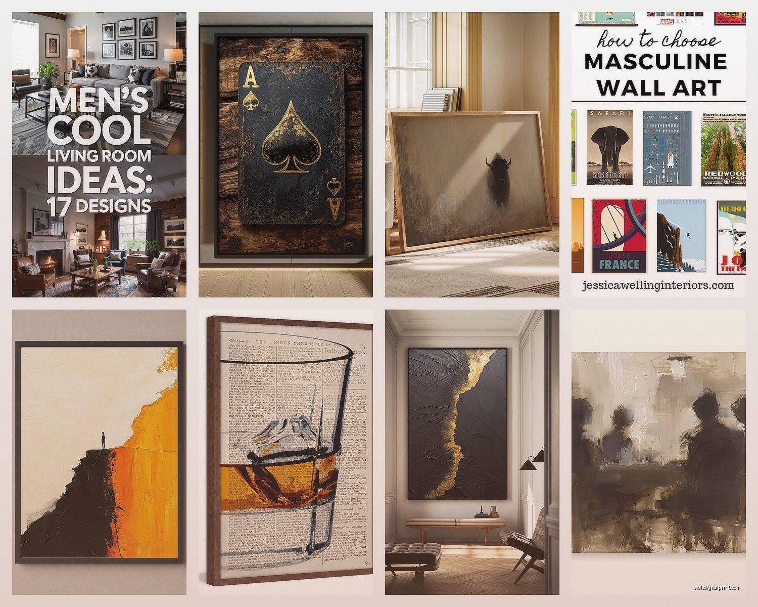 Masculine Wall Art for Living Room: Men's Main Space Decor