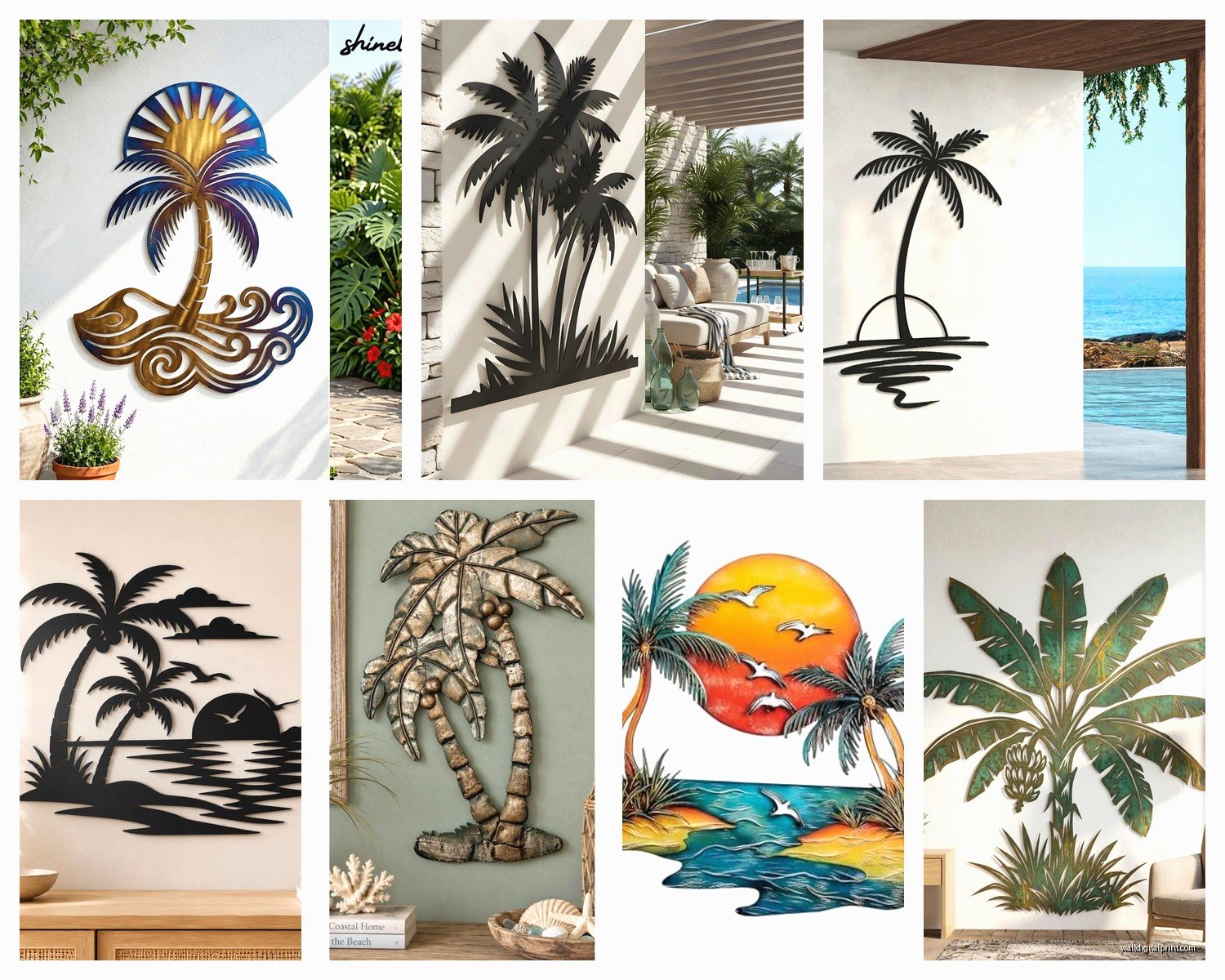 Metal Palm Tree Wall Art: Sculptural Tropical Beach Design