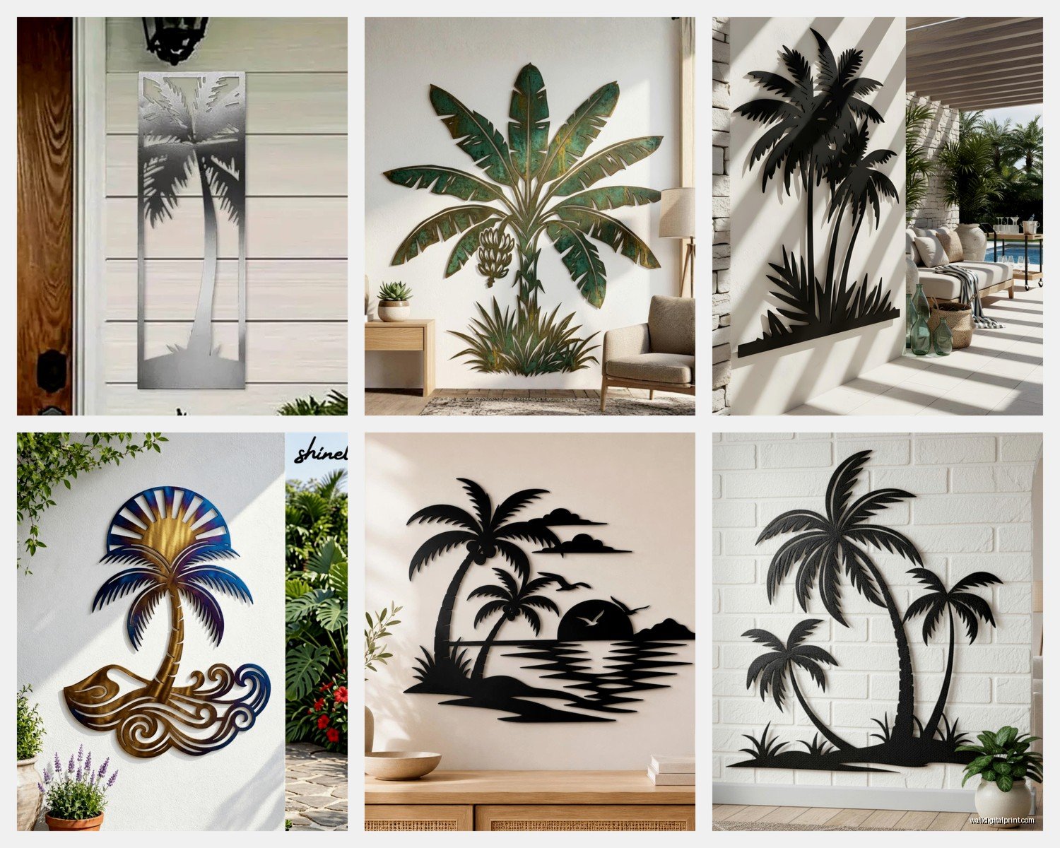 Metal Palm Tree Wall Art: Sculptural Tropical Beach Design
