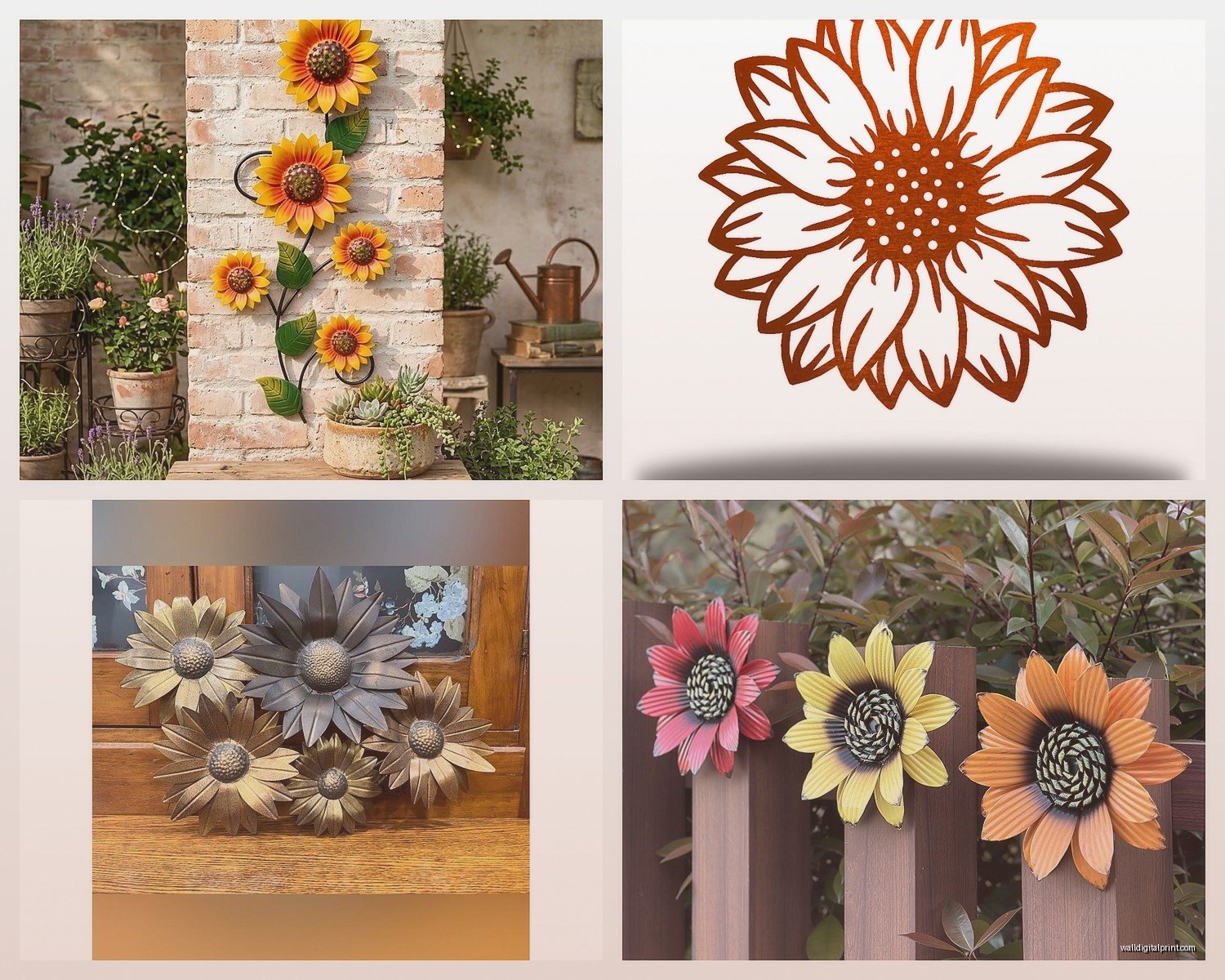 Metal Sunflower Wall Art: Sculptural Yellow Garden Bloom