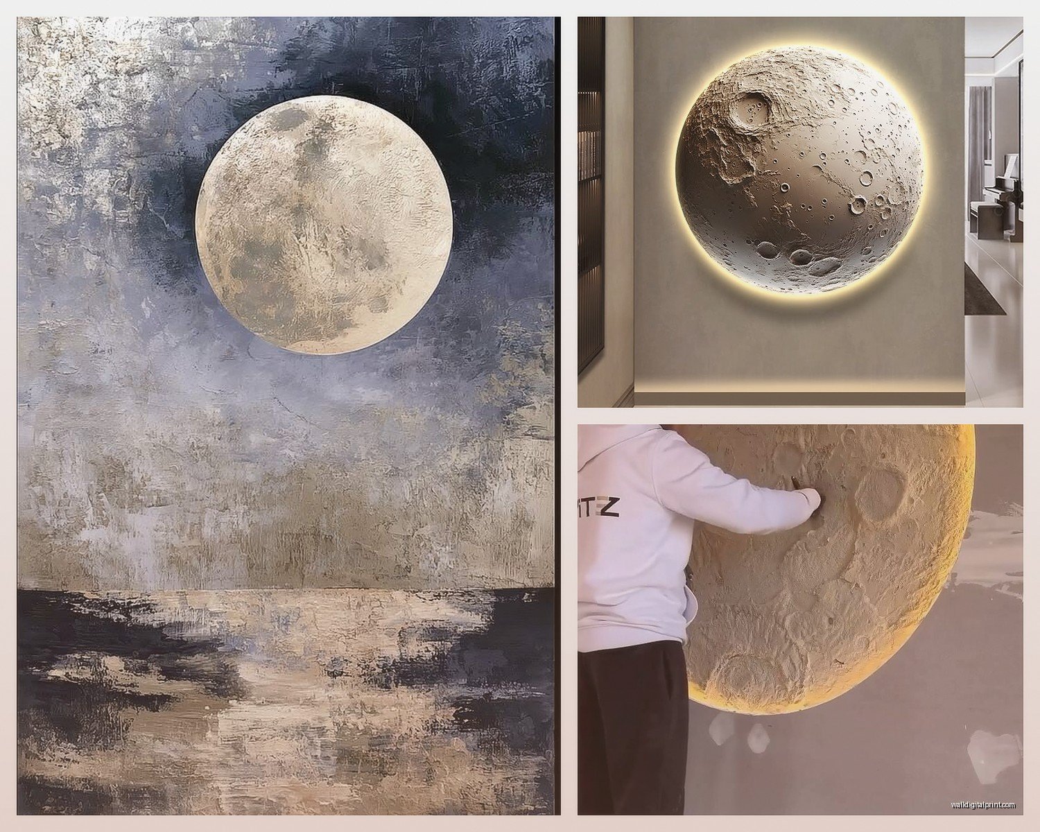 Moon Wall Art: Lunar Night Sky Celestial Phase Decor