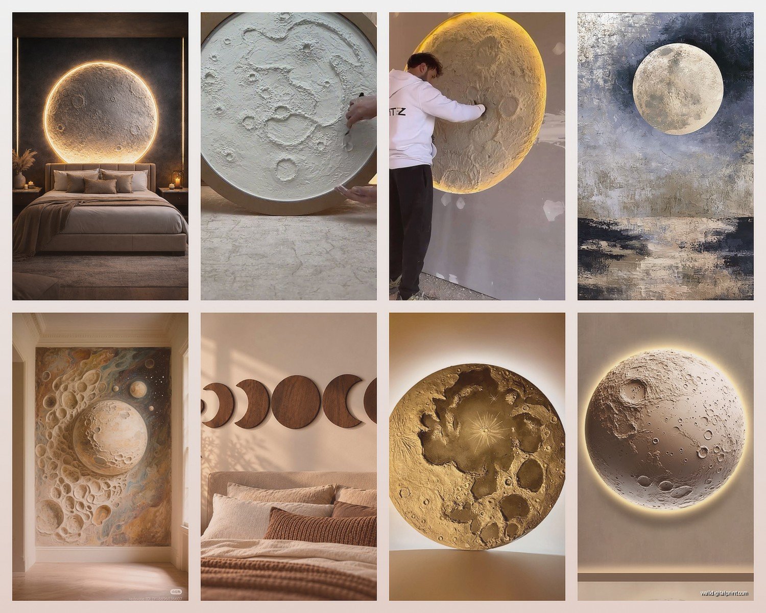 Moon Wall Art: Lunar Night Sky Celestial Phase Decor
