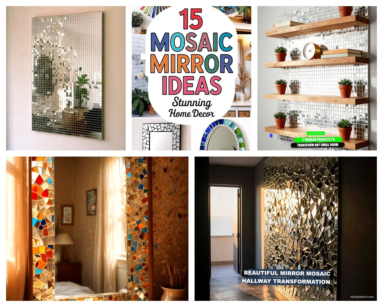 Mosaic Mirror Wall Art: Reflective Tile Glass Designs