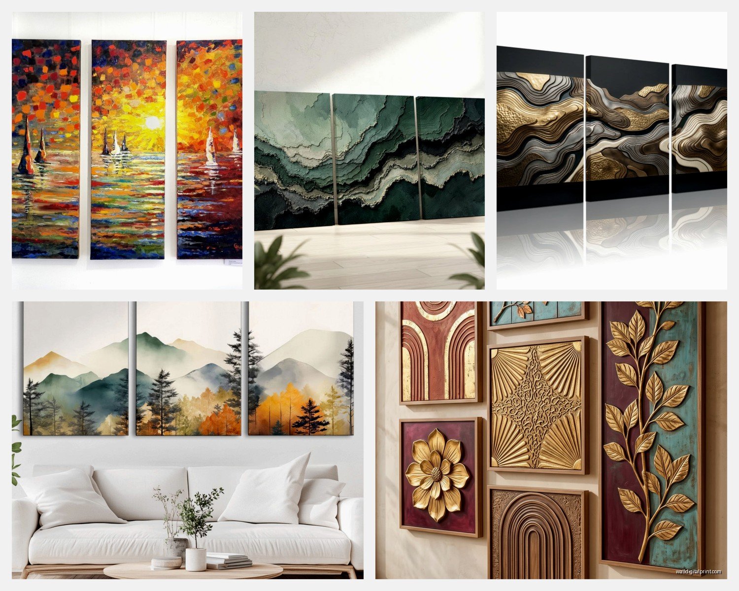Multi Panel Wall Art: Several-Piece Divided Set Designs