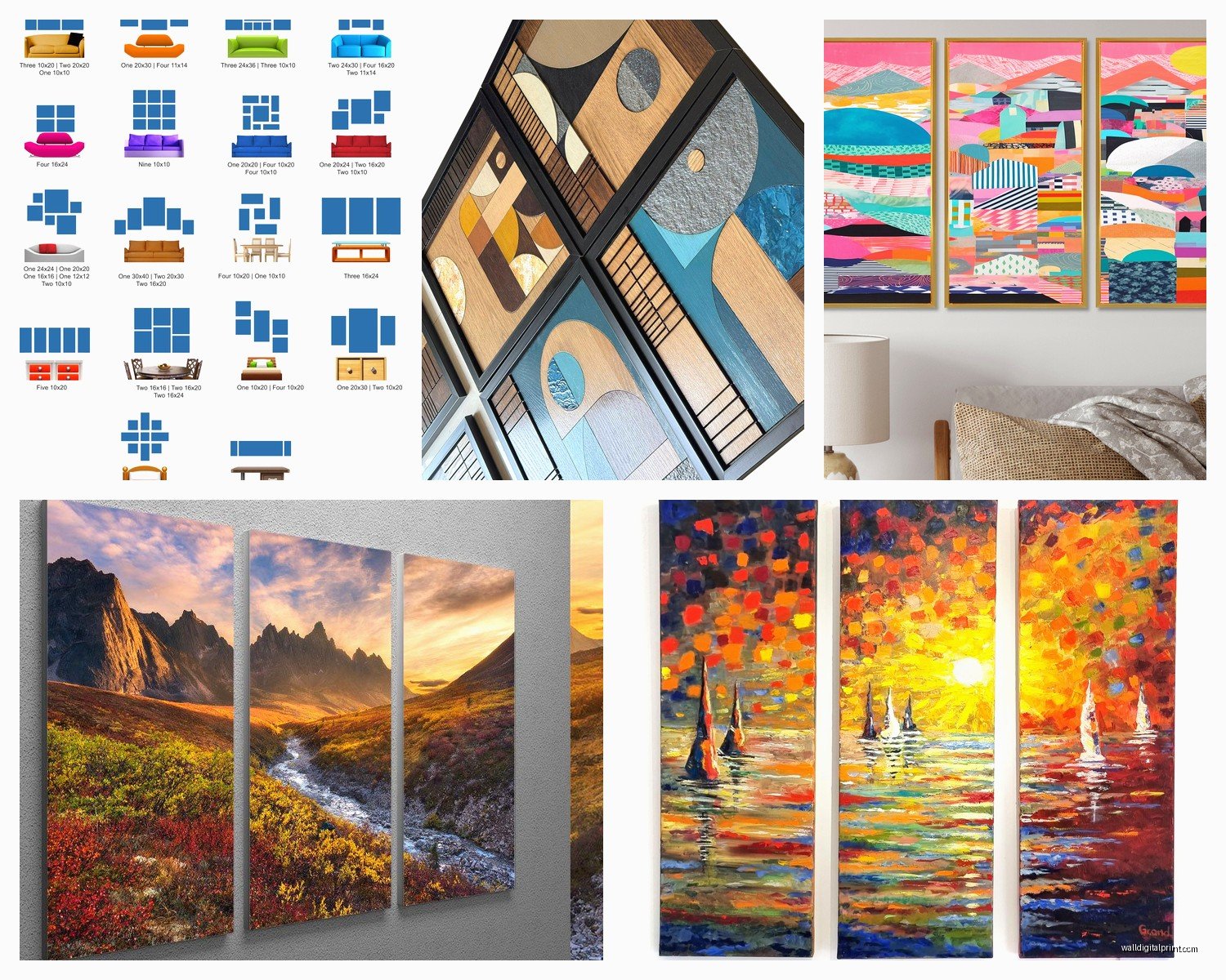 Multi Panel Wall Art: Several-Piece Divided Set Designs